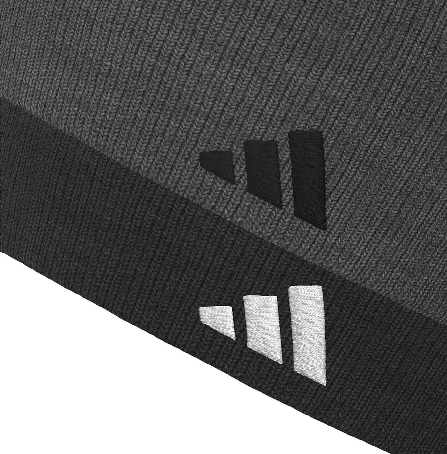 imageAdidas Mens Beanie 2Pack Standard Fit Winter Knit Hat Skull CapBlackWhiteGrey Six Black