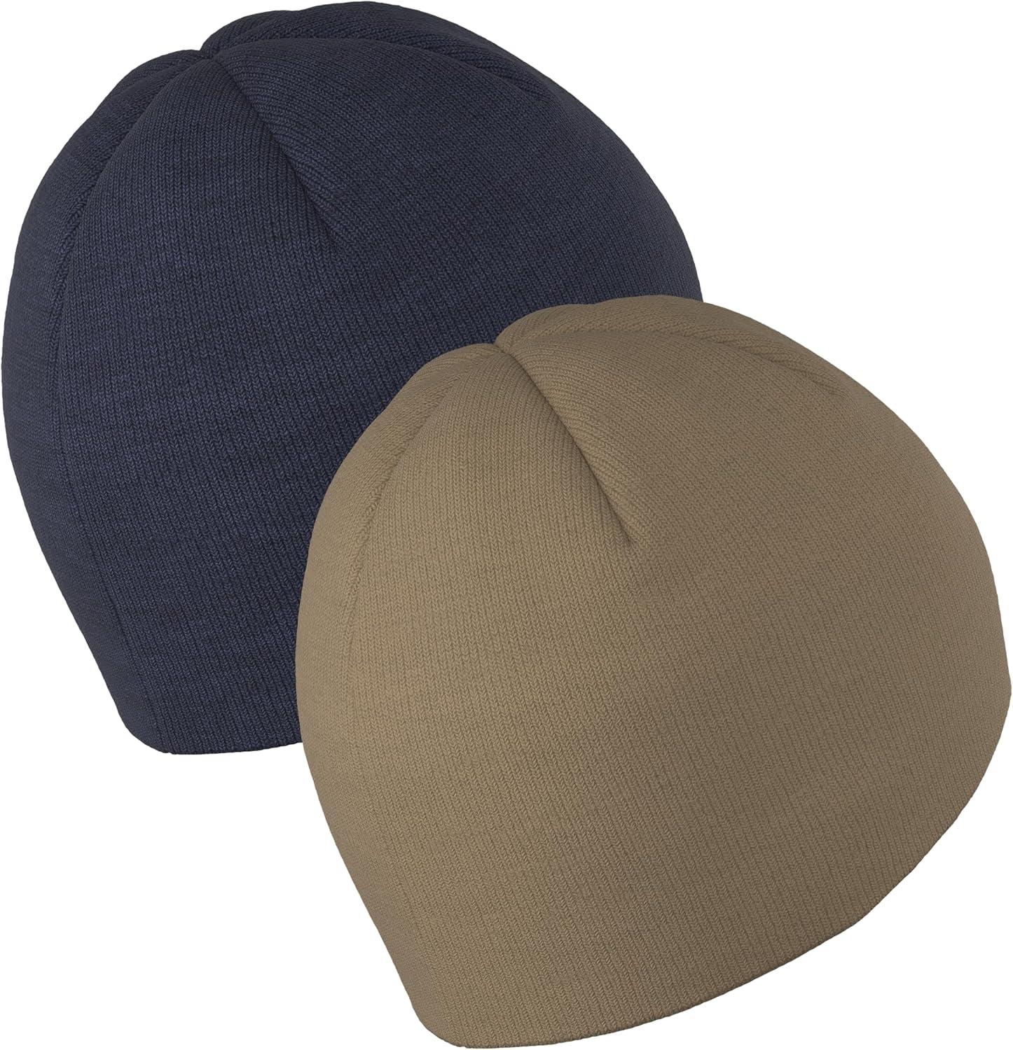 imageAdidas Mens Beanie 2Pack Standard Fit Winter Knit Hat Skull CapDark BlueGrey ThreeWarm Sandstone Beige Black