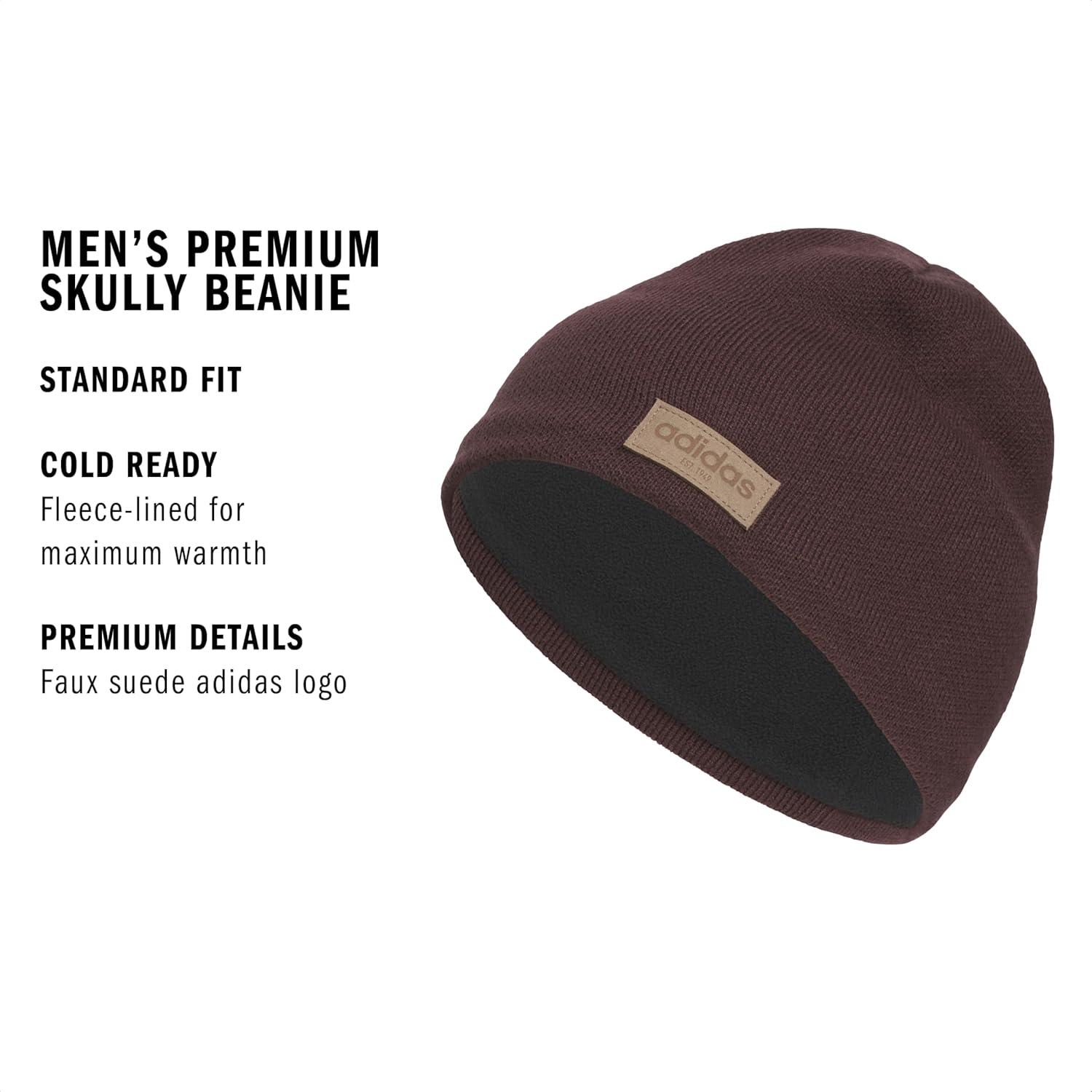 imageAdidas Mens Premium Skully Beanie Standard Fit Winter Skull CapShadow BrownSimple BrownEarth Strata Brown