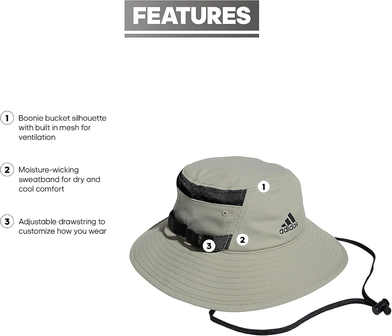 imageAdidas Mens Victory Bucket Hat for Men Athletic Sun Cap for OutdoorsFeather GreyBlack30