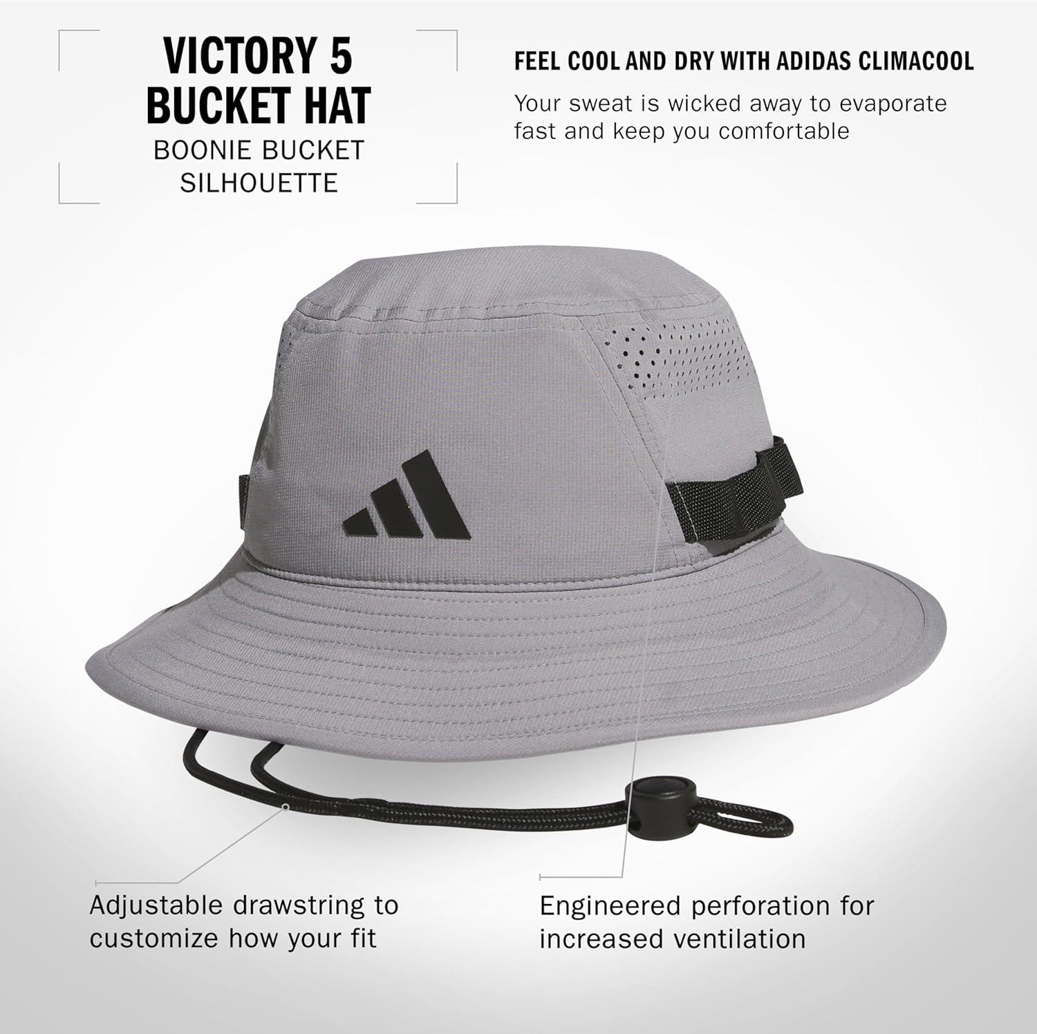 imageAdidas Mens Victory Bucket Hat for Men Athletic Sun Cap for OutdoorsGreyBlack50
