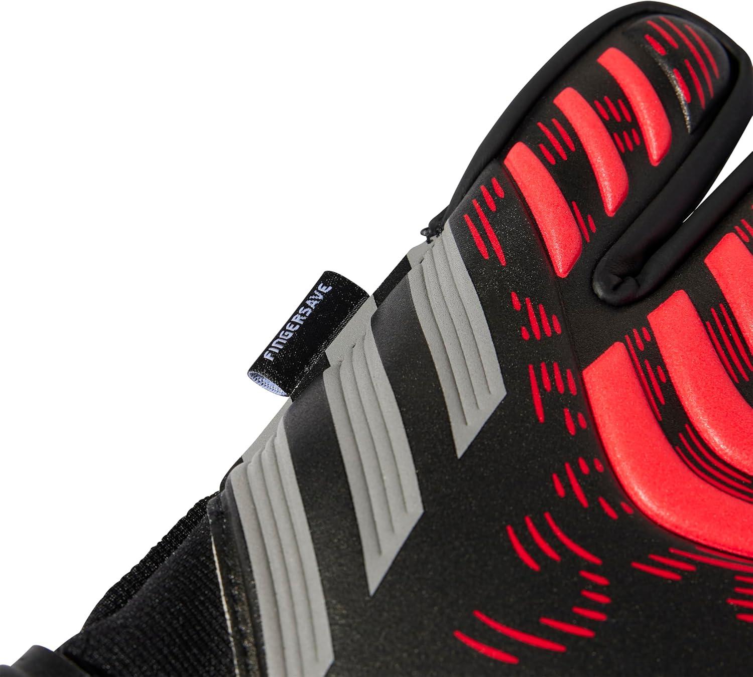 imageAdidas Predator Match Fingersave Goalie Soccer GlovesBlackBlackLucid Red