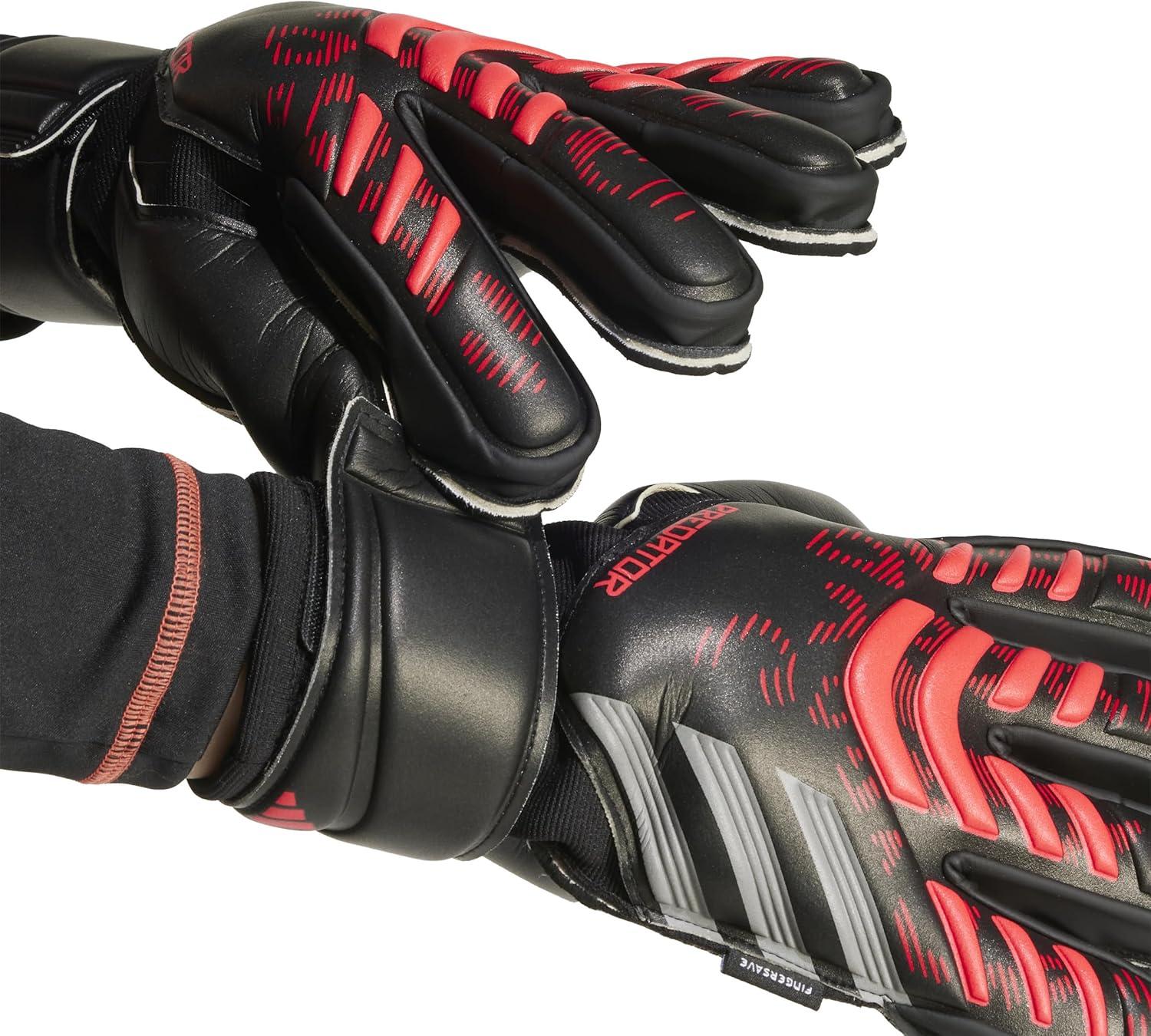 imageAdidas Predator Match Fingersave Goalie Soccer GlovesBlackBlackLucid Red
