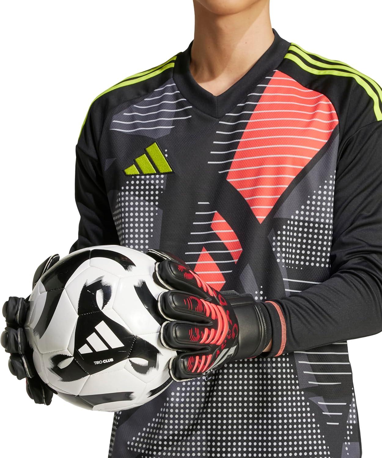 imageAdidas Predator Match Fingersave Goalie Soccer GlovesBlackBlackLucid Red