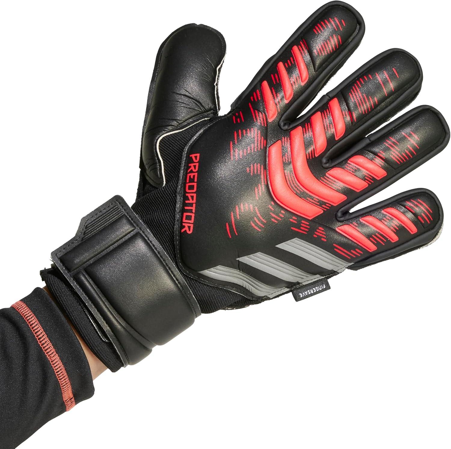 imageAdidas Predator Match Fingersave Goalie Soccer GlovesBlackBlackLucid Red