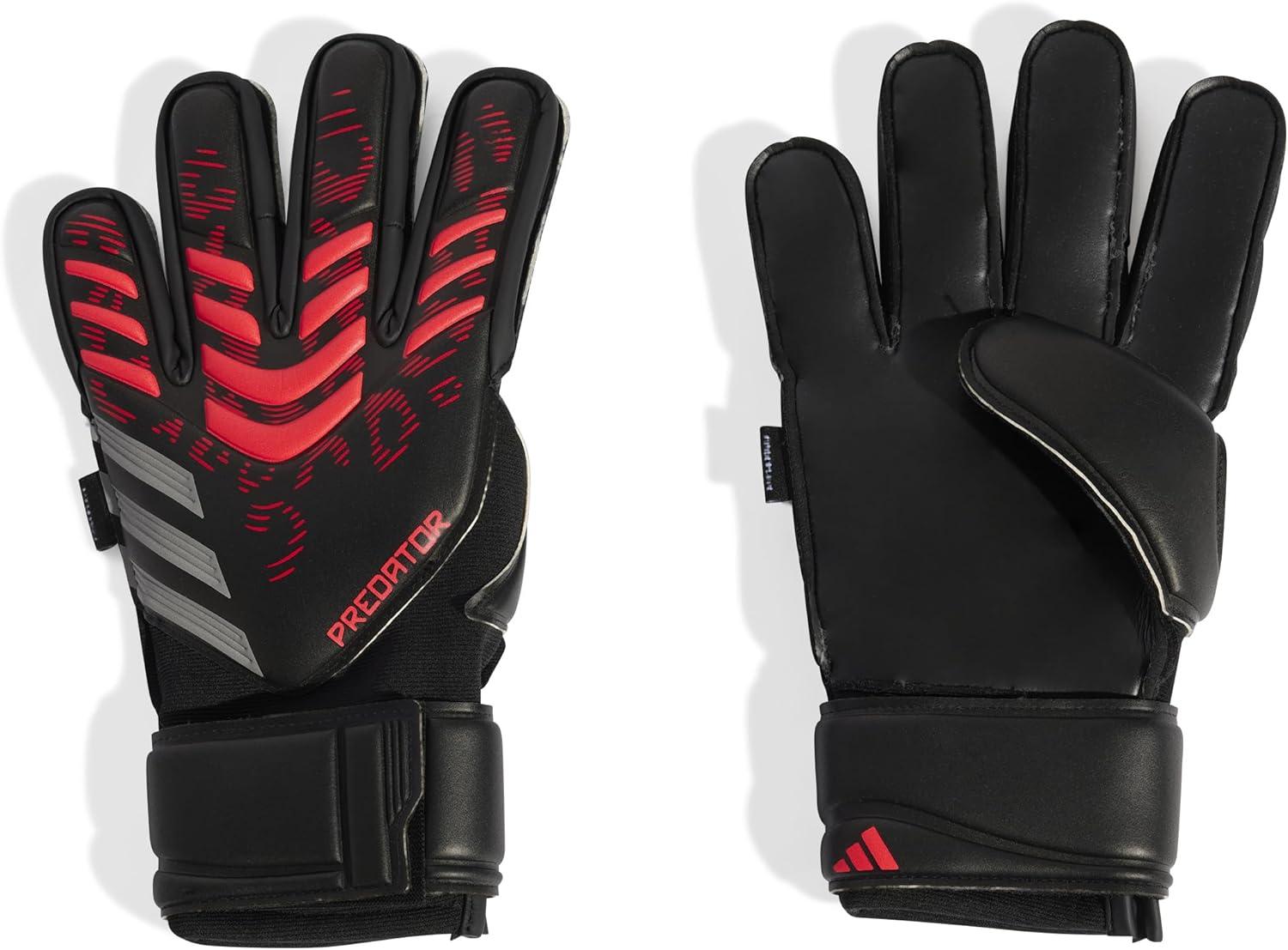 imageAdidas Predator Match Fingersave Goalie Soccer GlovesBlackBlackLucid Red