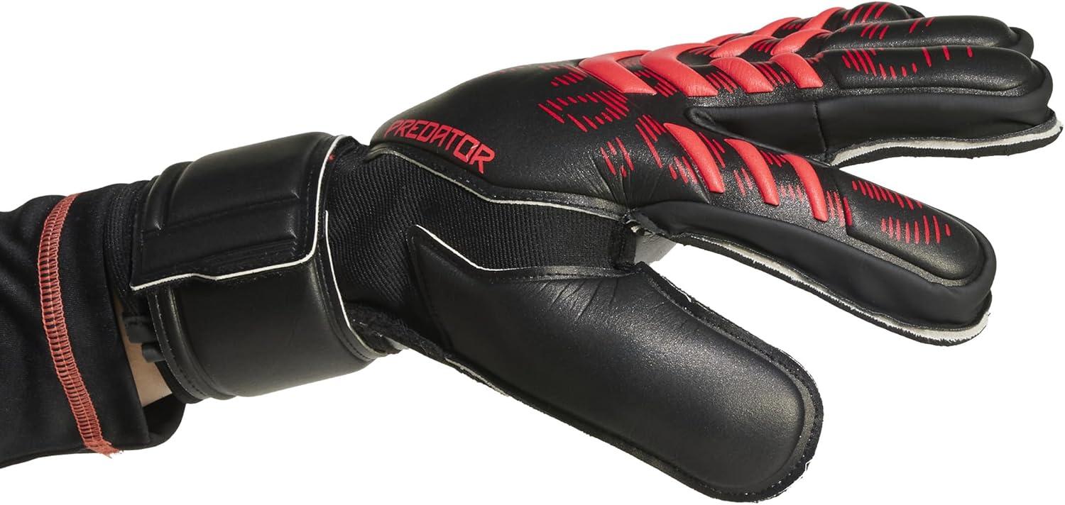 imageAdidas Predator Match Fingersave Goalie Soccer GlovesBlackBlackLucid Red