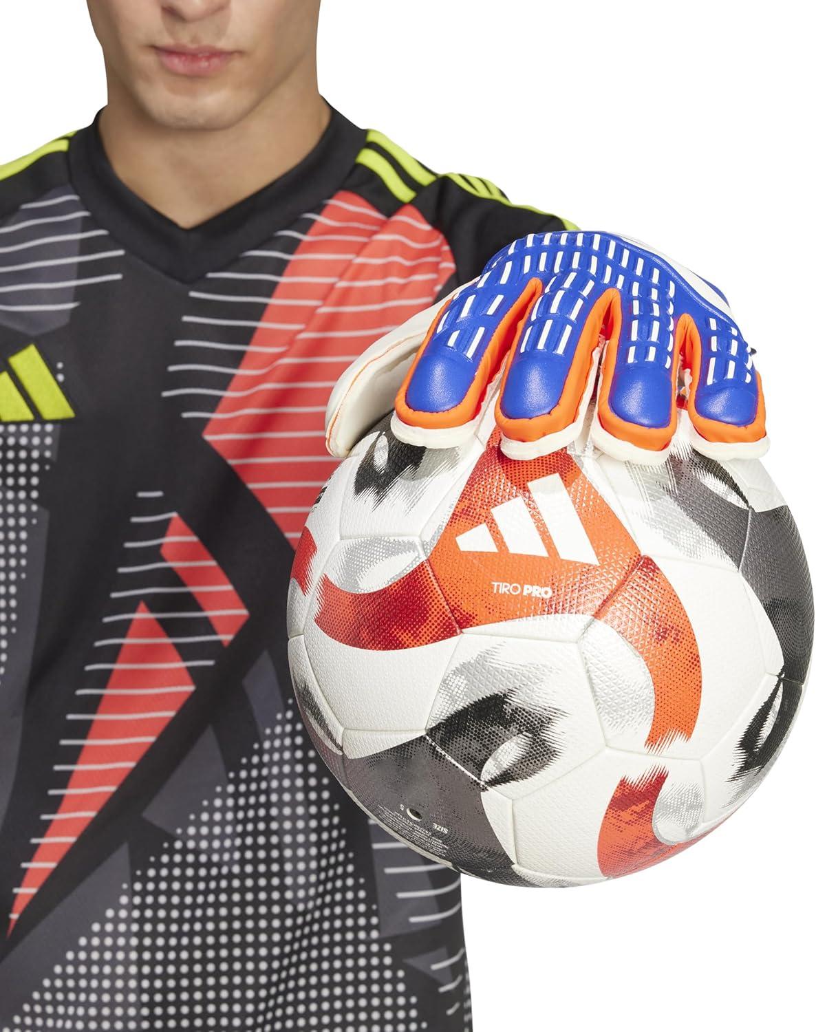 imageAdidas Predator Match Fingersave Goalie Soccer GlovesLucid BlueSolar RedWhite