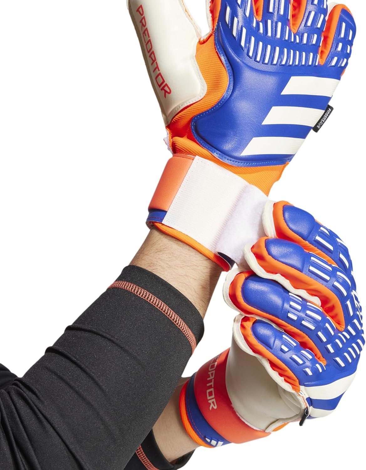 imageAdidas Predator Match Fingersave Goalie Soccer GlovesLucid BlueSolar RedWhite