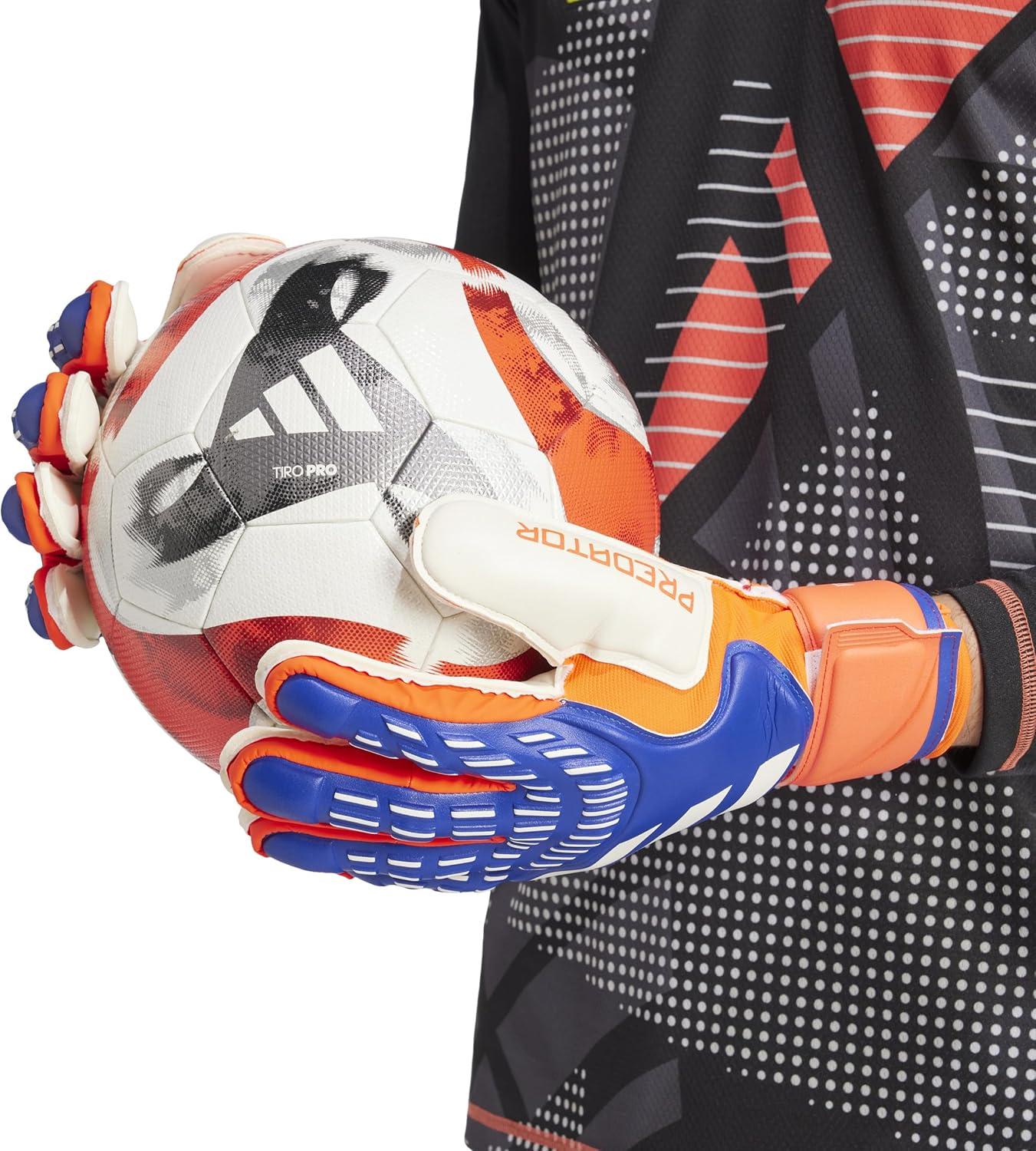 imageAdidas Predator Match Fingersave Goalie Soccer GlovesLucid BlueSolar RedWhite