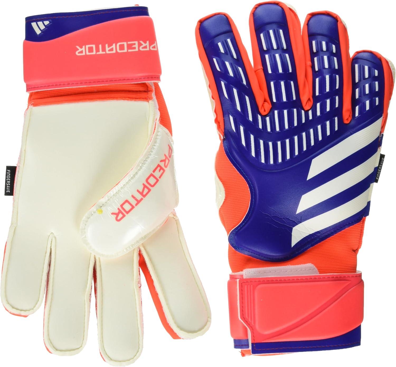 imageAdidas Predator Match Fingersave Goalie Soccer GlovesLucid BlueSolar RedWhite
