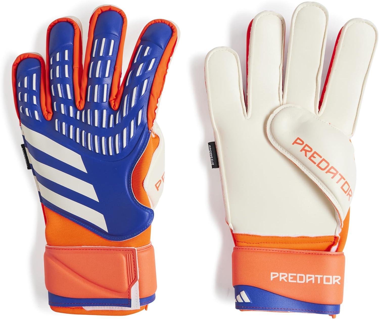 imageAdidas Predator Match Fingersave Goalie Soccer GlovesLucid BlueSolar RedWhite