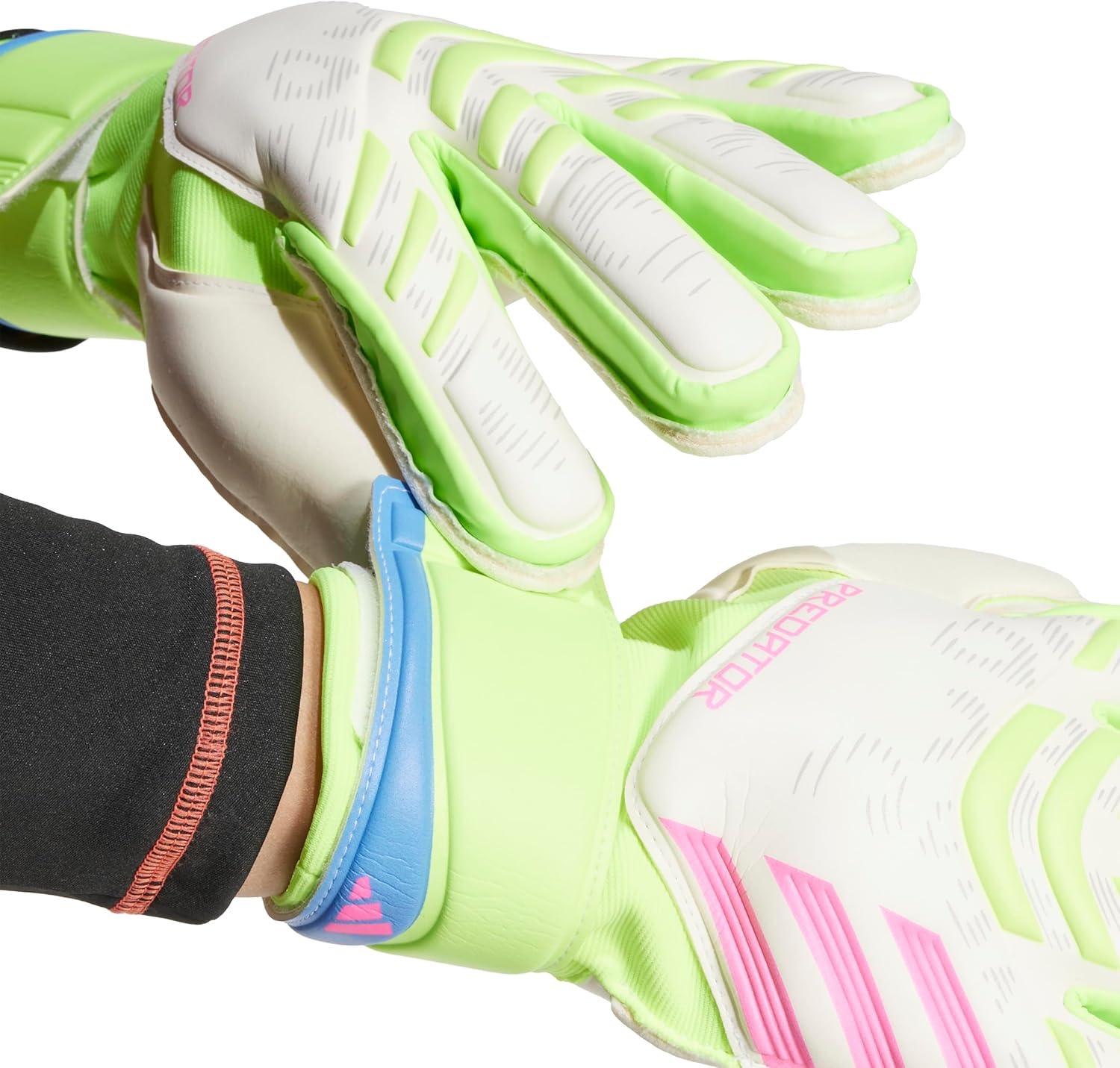 imageAdidas Predator Match Fingersave Goalie Soccer GlovesWhiteLucid LemonLucid Pink