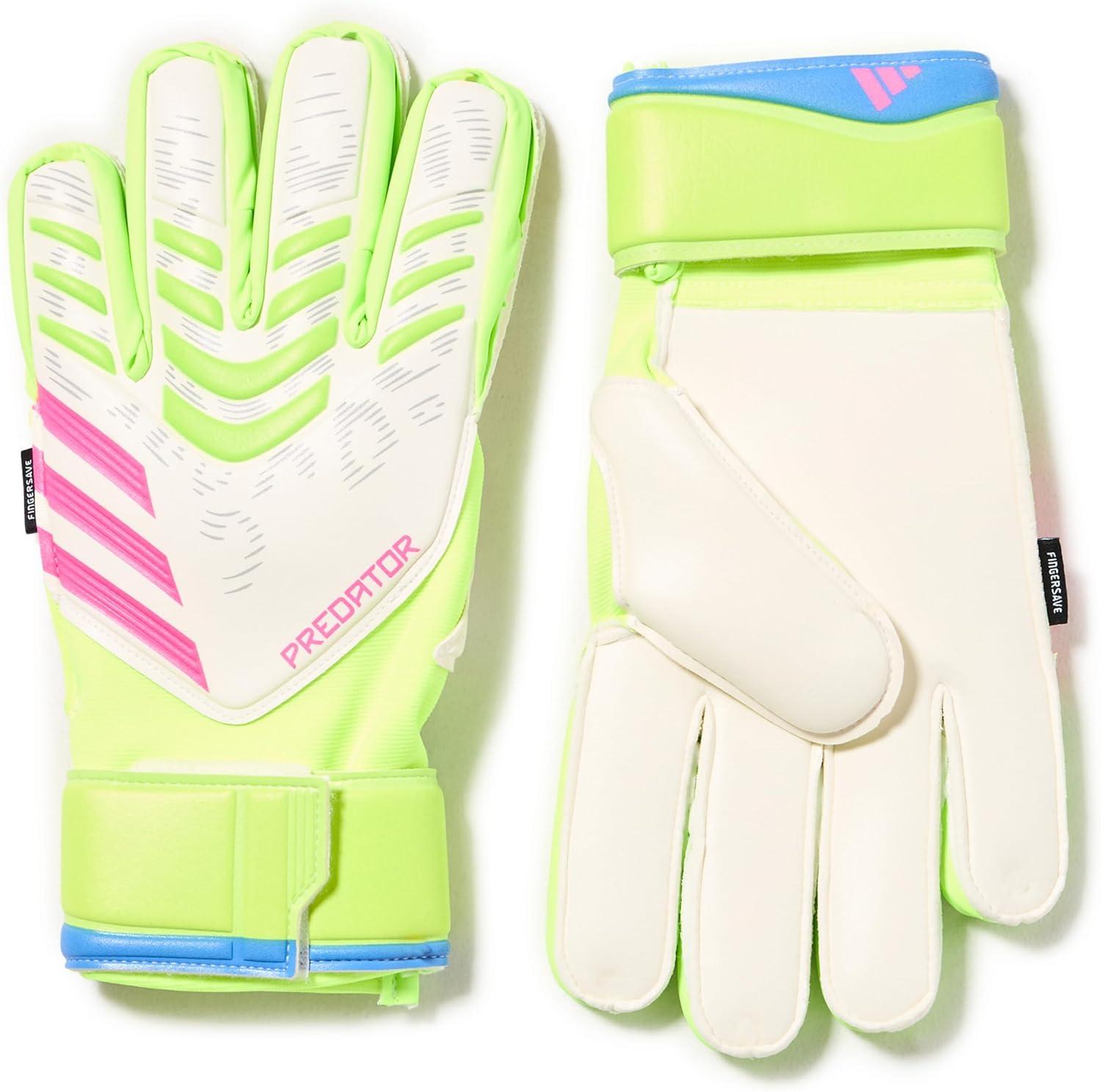 imageAdidas Predator Match Fingersave Goalie Soccer GlovesWhiteLucid LemonLucid Pink