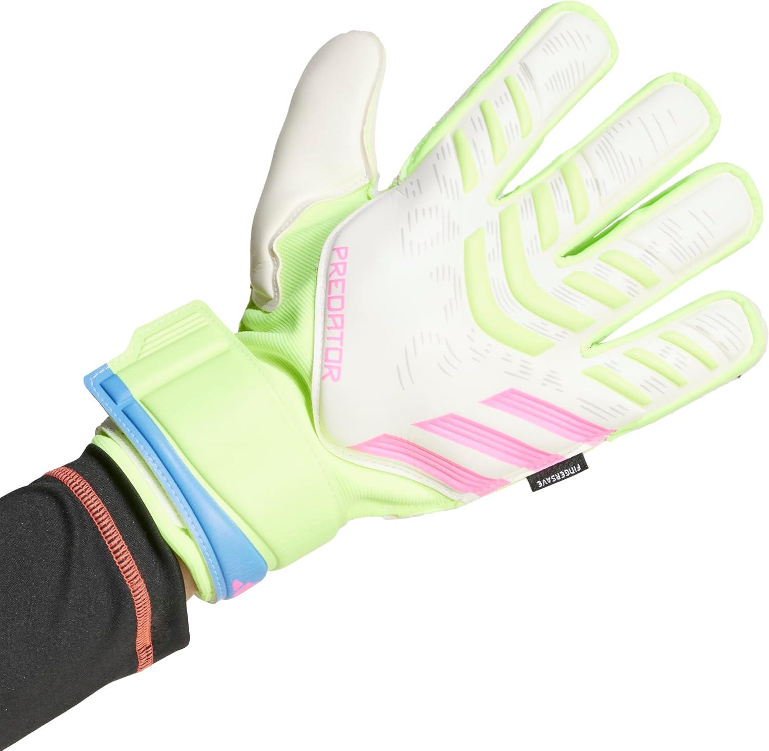 imageAdidas Predator Match Fingersave Goalie Soccer GlovesWhiteLucid LemonLucid Pink