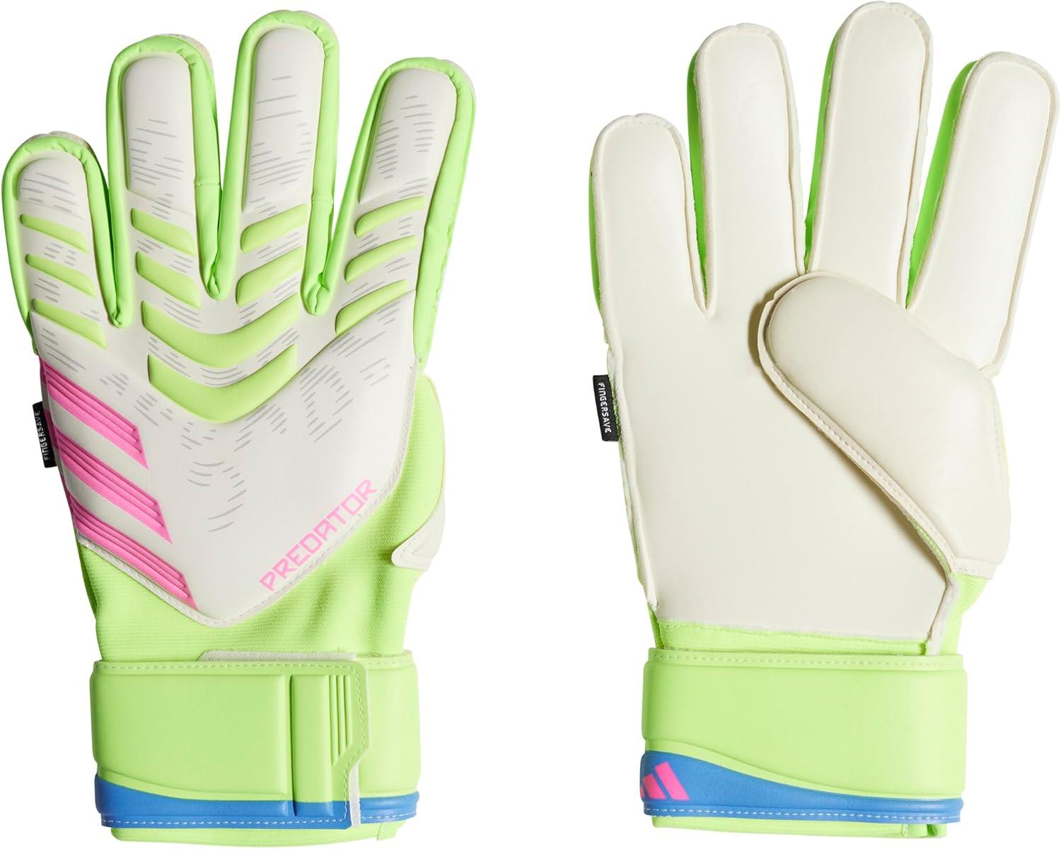 imageAdidas Predator Match Fingersave Goalie Soccer GlovesWhiteLucid LemonLucid Pink