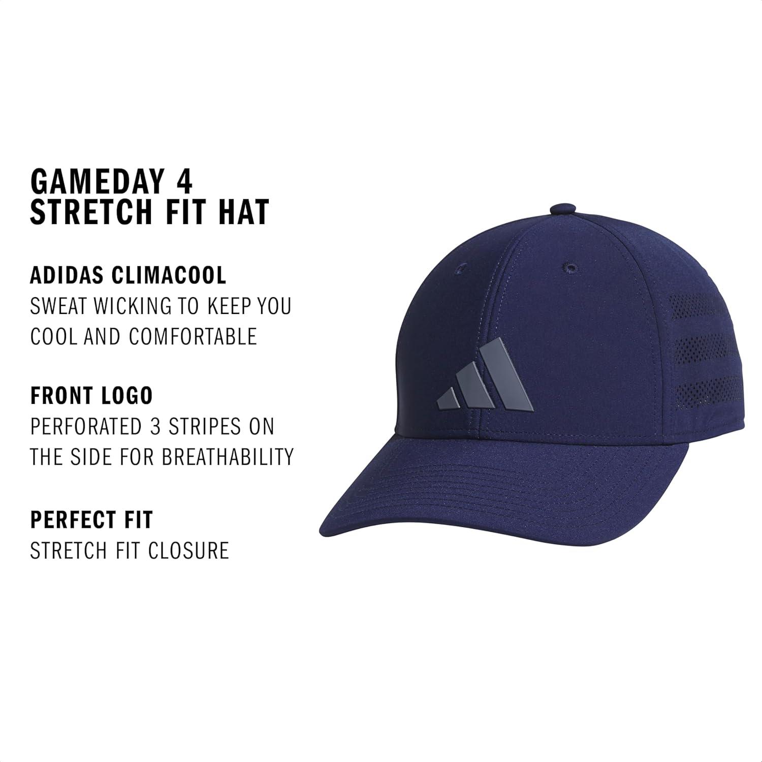 imageAdidas UnisexAdult Gameday Hat Flexible Stretch Sports Baseball CapDark BlueOnix Grey40