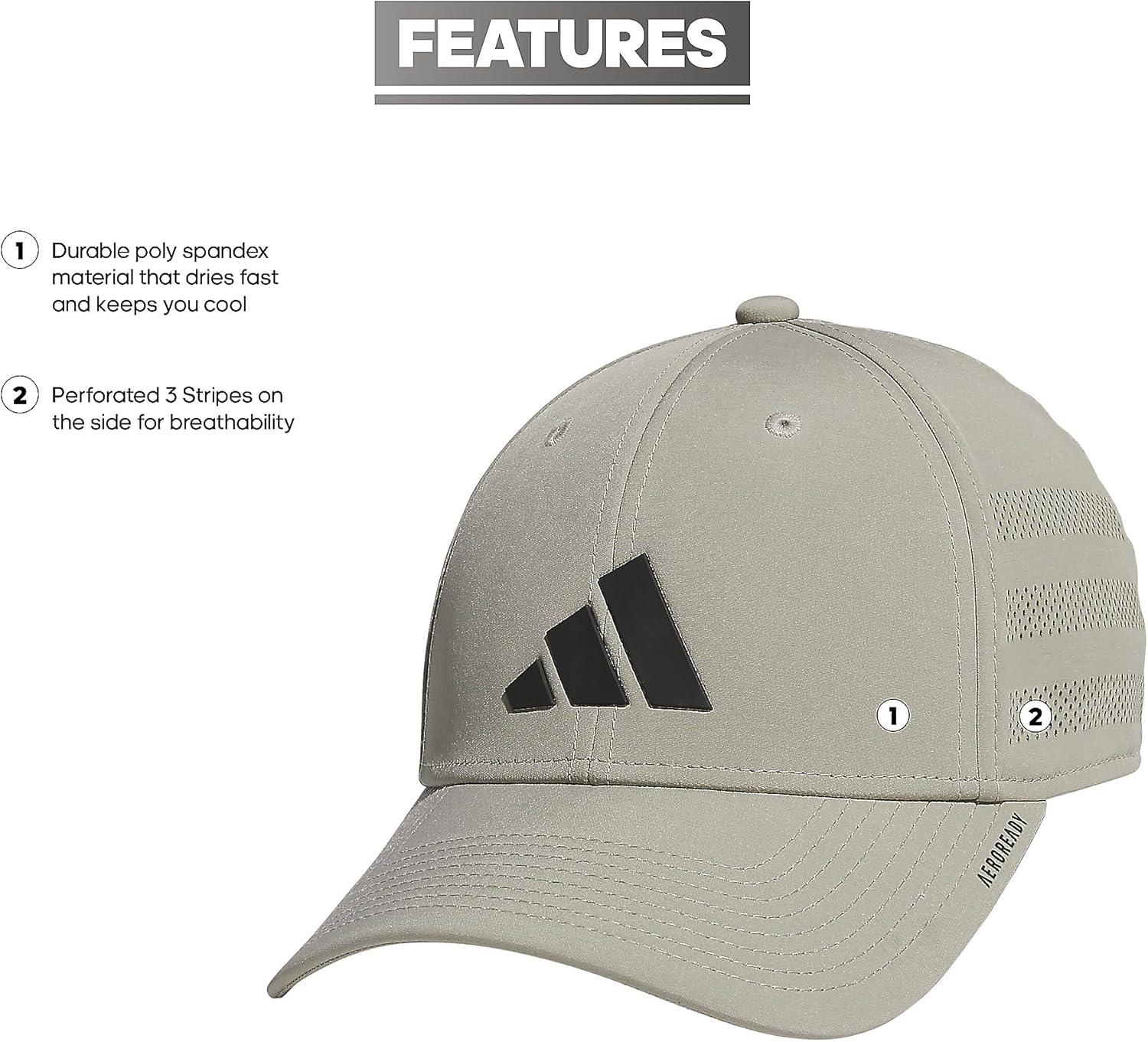 imageAdidas UnisexAdult Gameday Hat Flexible Stretch Sports Baseball CapSilver Pebble GreyBlack40