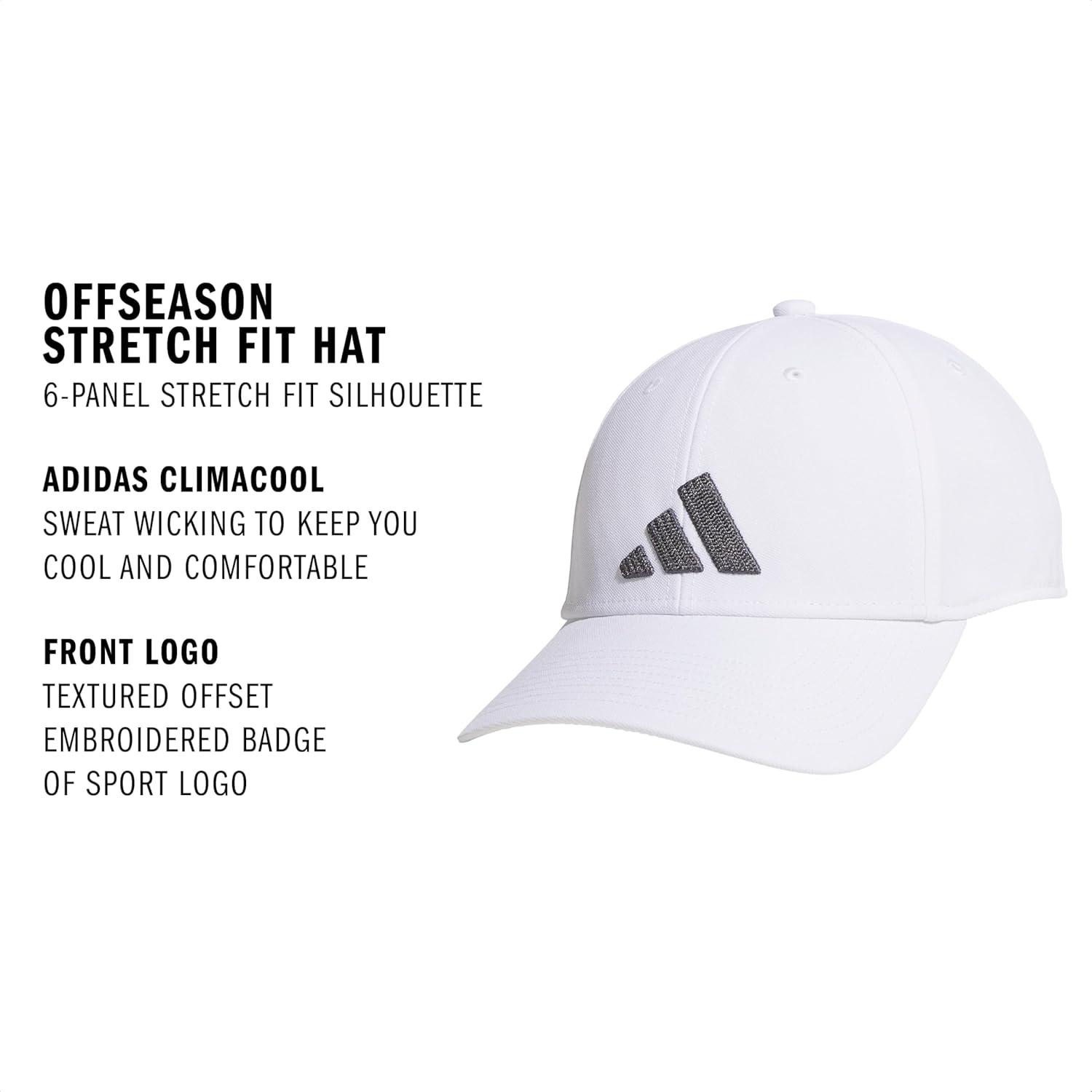 imageAdidas UnisexAdult Gameday Hat Flexible Stretch Sports Baseball CapWhiteOnix GreyOffseason