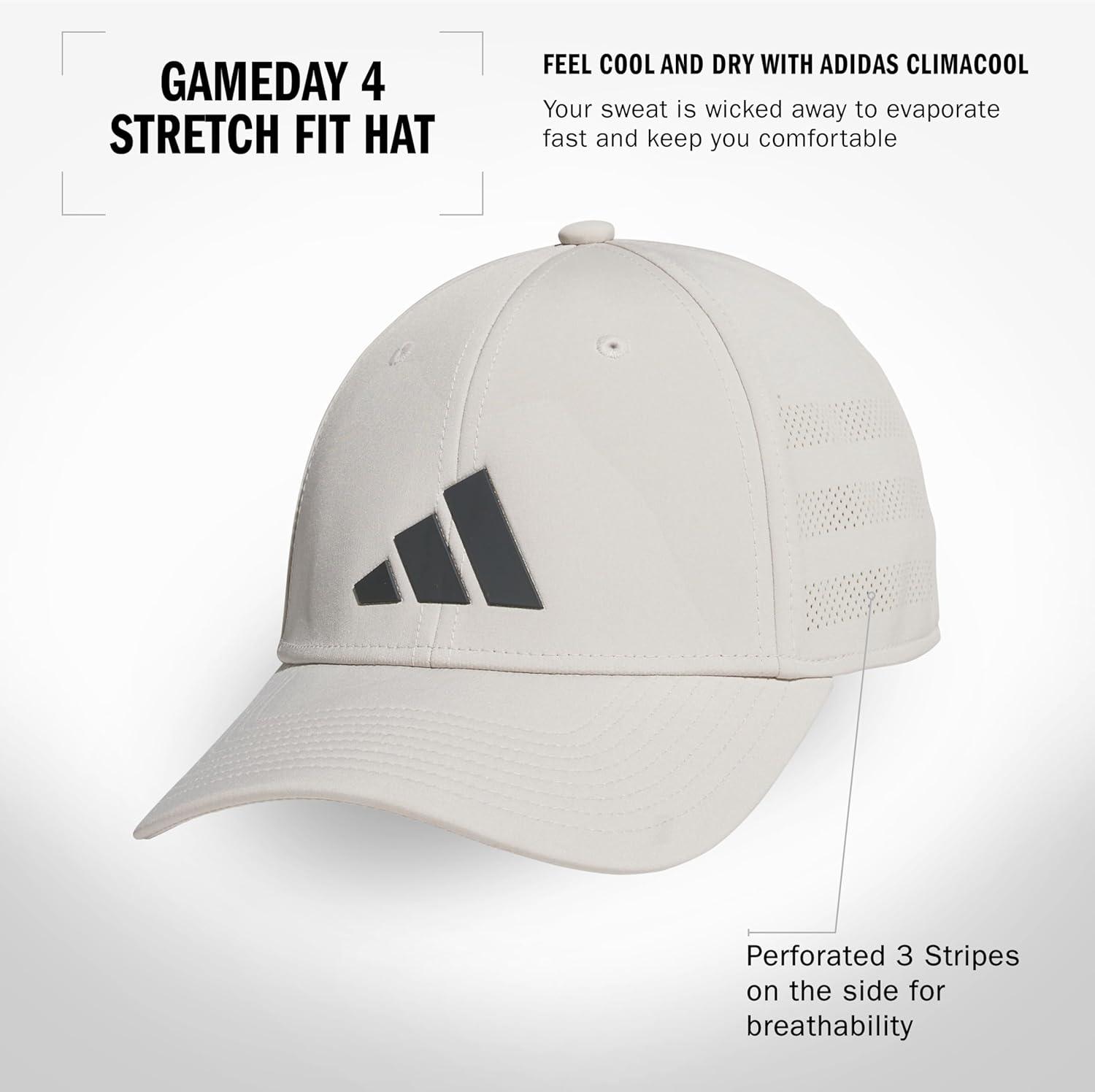 imageAdidas UnisexAdult Gameday Hat Flexible Stretch Sports Baseball CapWonder Alumina GreyGrey Six40