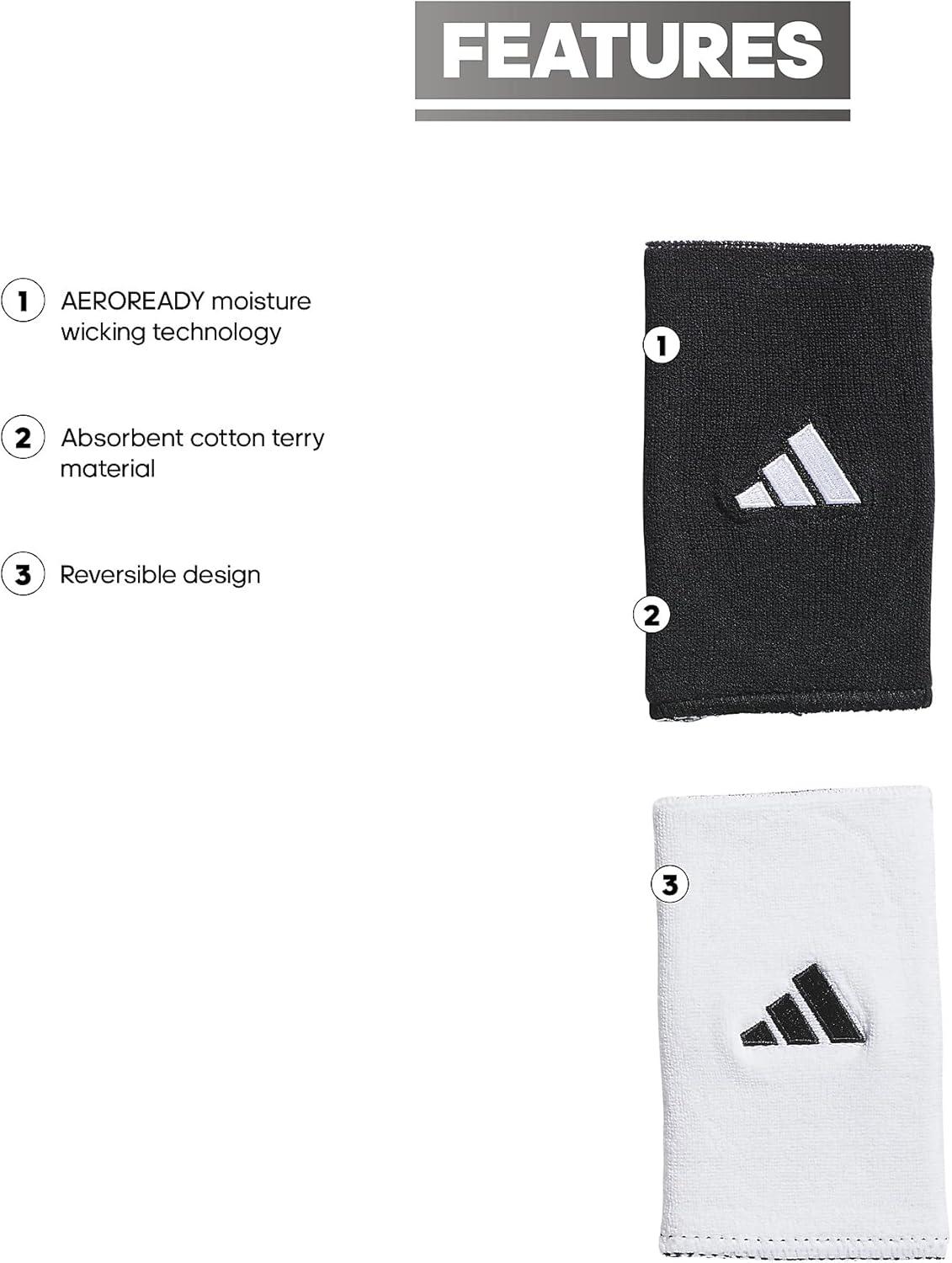 imageAdidas UnisexAdult Interval Reversible Wristband  Athletic Sweatband for Men and WomenBlackWhite20Large