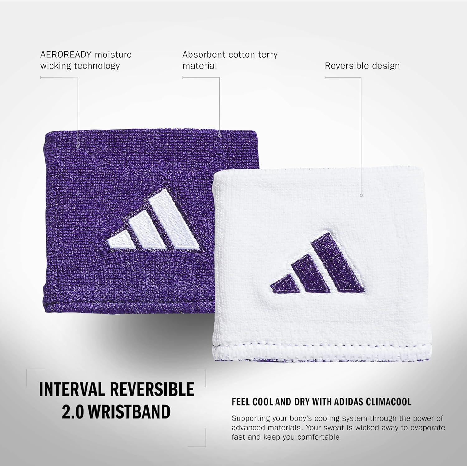 imageAdidas UnisexAdult Interval Reversible Wristband  Athletic Sweatband for Men and WomenCollegiate PurpleWhite20