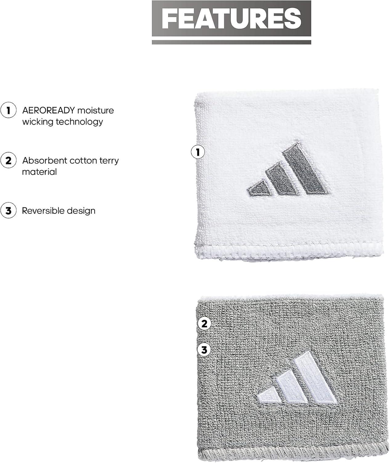 imageAdidas UnisexAdult Interval Reversible Wristband  Athletic Sweatband for Men and WomenHeather Light GreyWhite20
