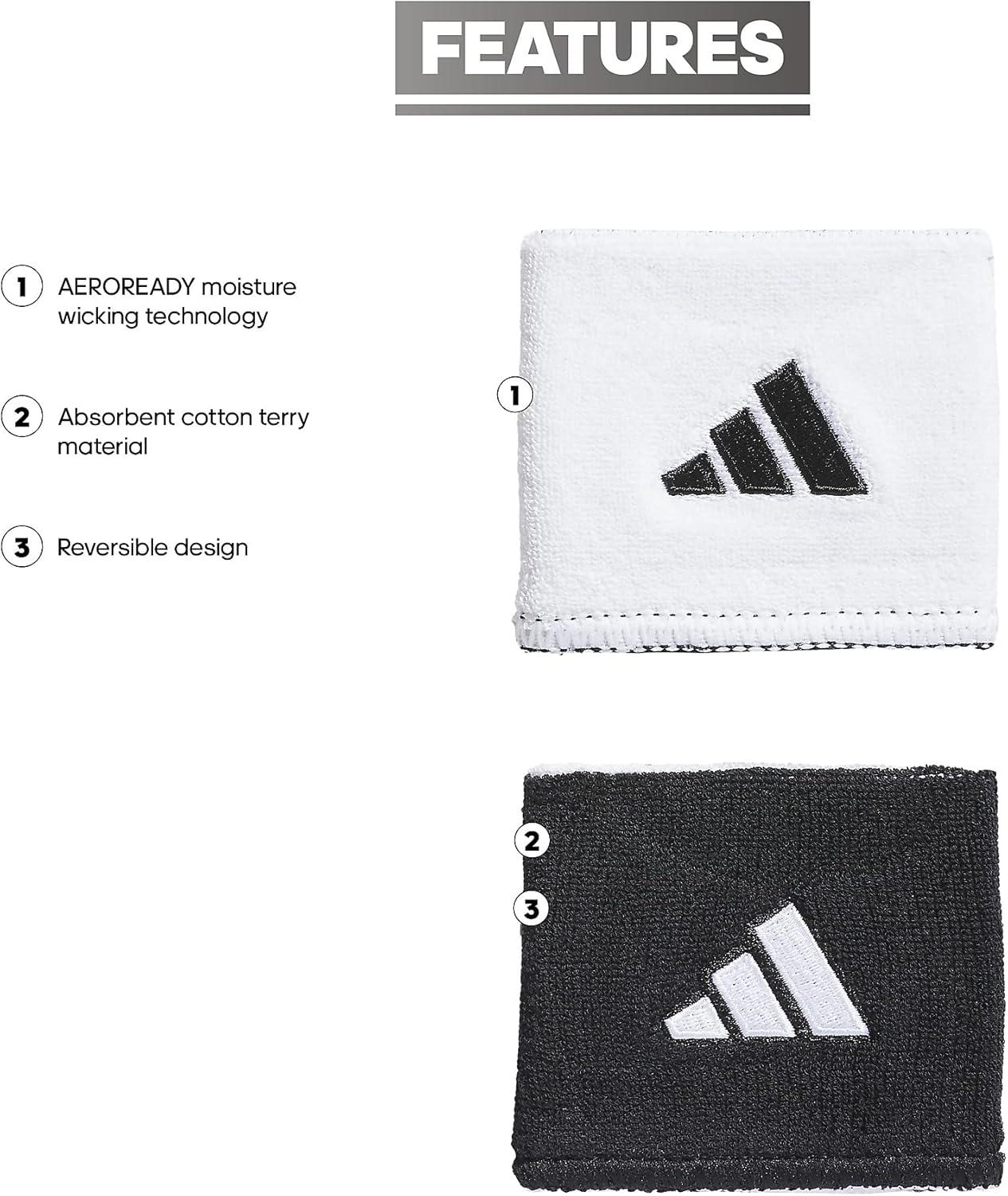 imageAdidas UnisexAdult Interval Reversible Wristband  Athletic Sweatband for Men and WomenWhiteBlack20