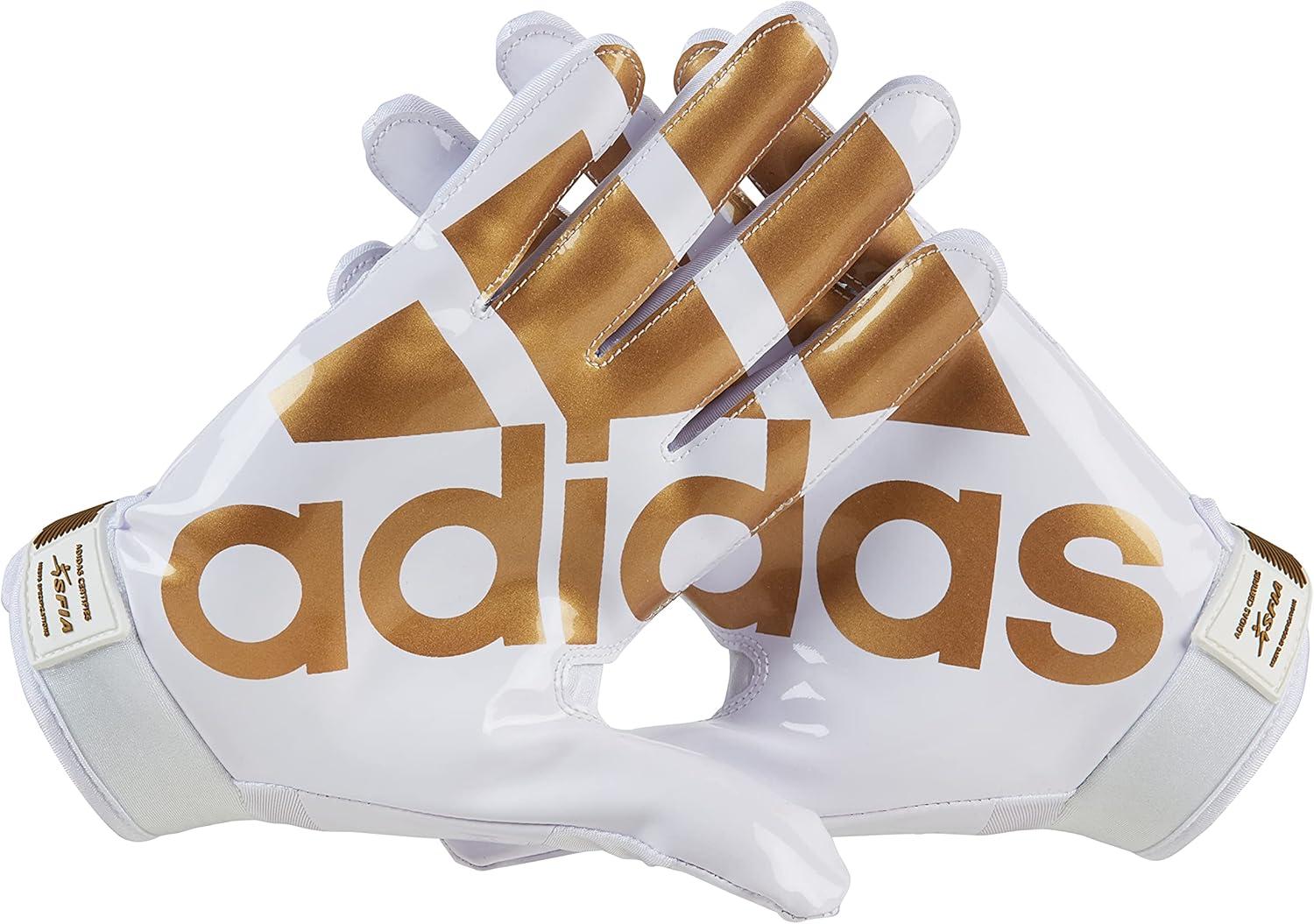 imageadidas Adifast 30 Youth Football Receiver Glove Multiple StylesWhiteMetallic Gold