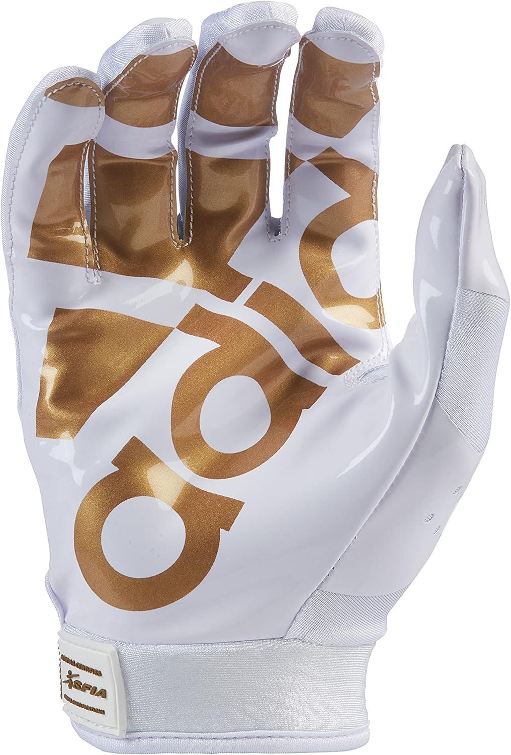 imageadidas Adifast 30 Youth Football Receiver Glove Multiple StylesWhiteMetallic Gold