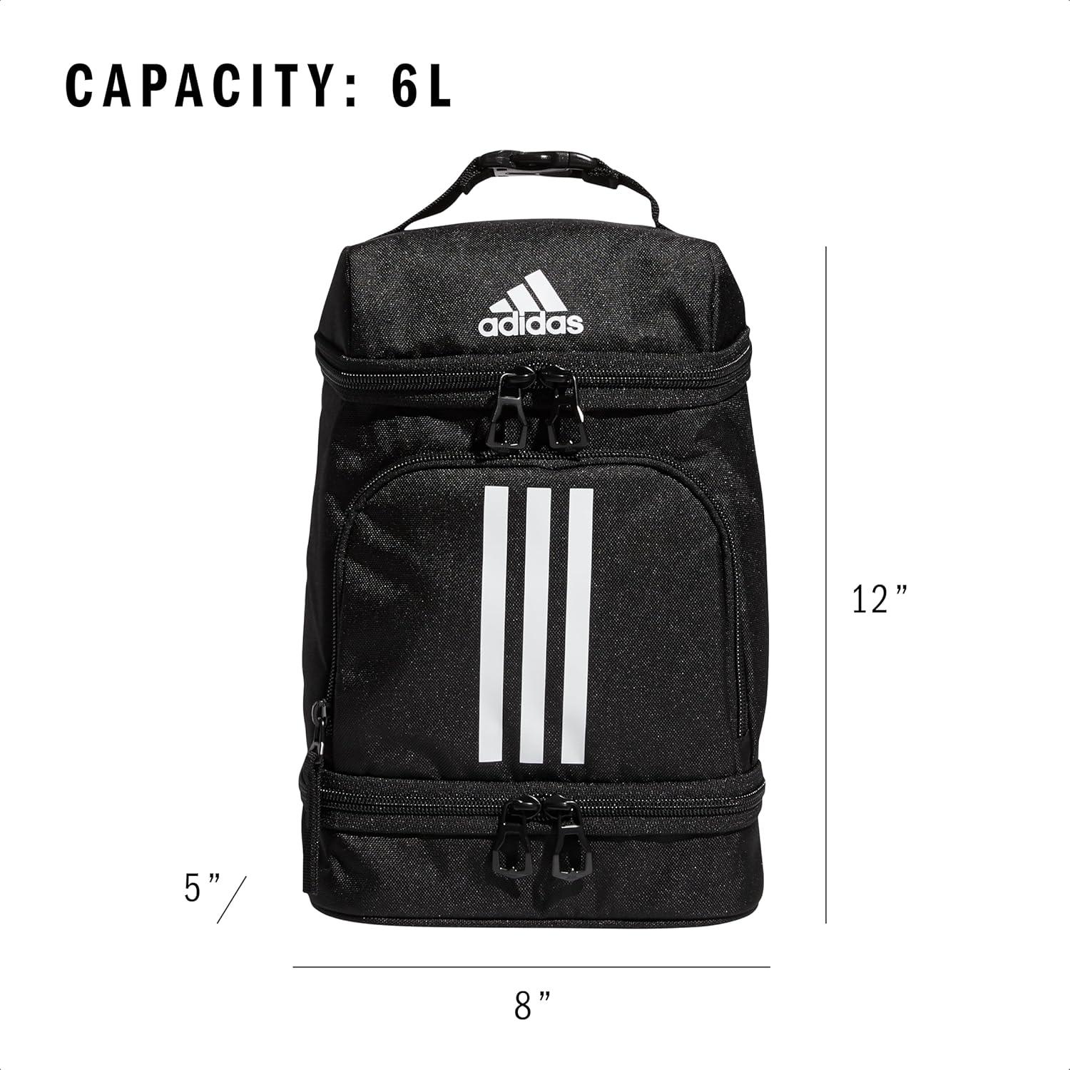 imageadidas Excel Insulated Lunch Bag Cooler with Zipper Pocket for Ice Pack and Clip Temperature Control InsulationBlackWhite