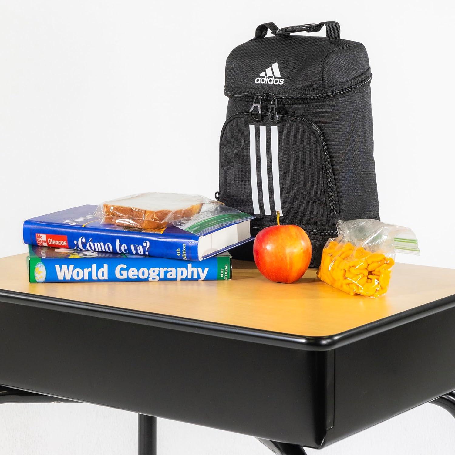 imageadidas Excel Insulated Lunch Bag Cooler with Zipper Pocket for Ice Pack and Clip Temperature Control InsulationBlackWhite