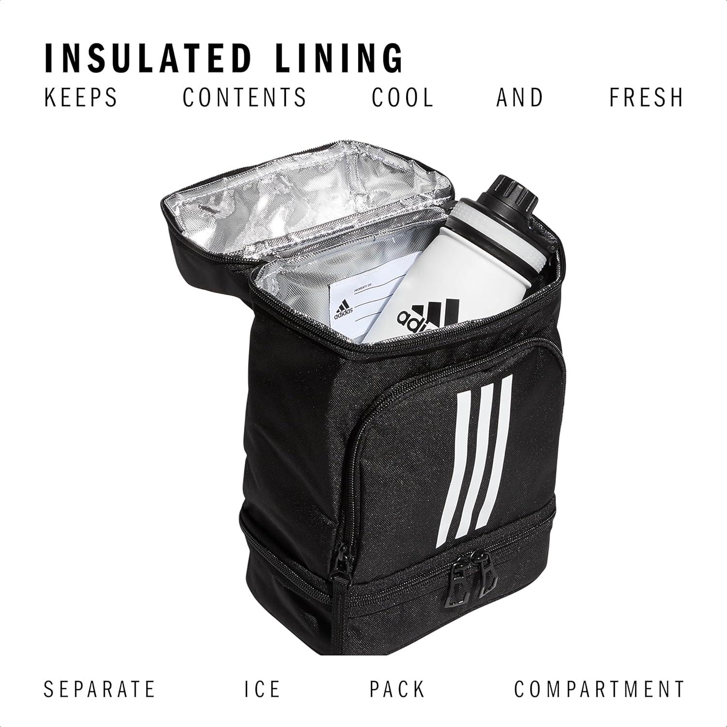 imageadidas Excel Insulated Lunch Bag Cooler with Zipper Pocket for Ice Pack and Clip Temperature Control InsulationBlackWhite