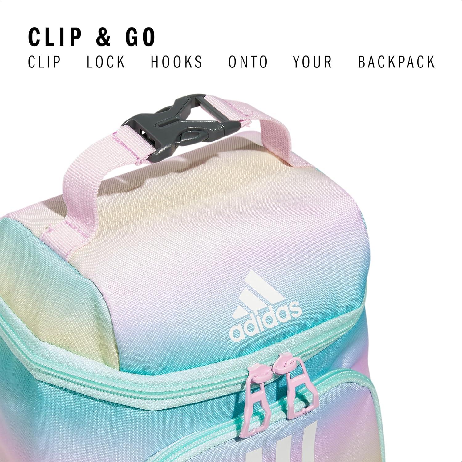 imageadidas Excel Insulated Lunch Bag Cooler with Zipper Pocket for Ice Pack and Clip Temperature Control InsulationGradient Flash AquaOrchid Fusion Purple