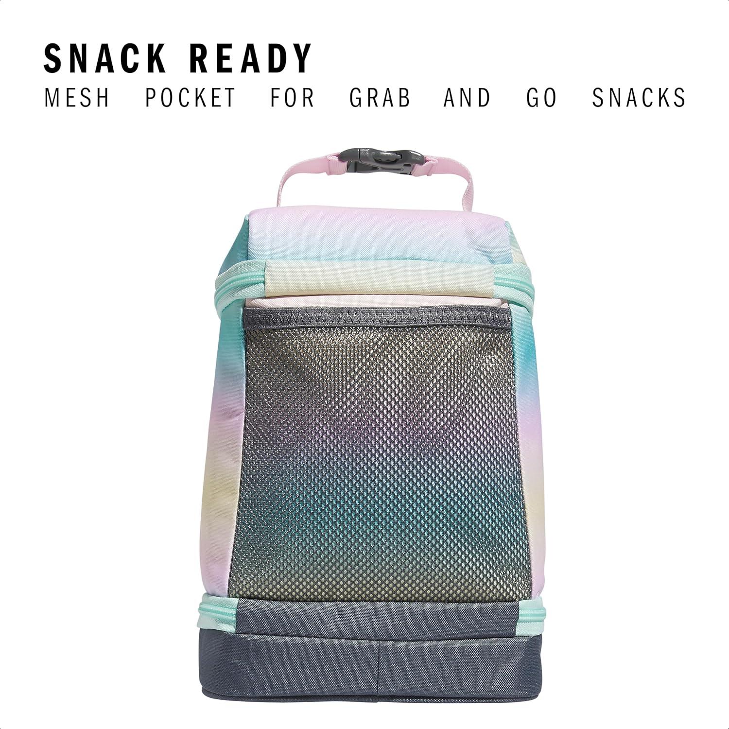 imageadidas Excel Insulated Lunch Bag Cooler with Zipper Pocket for Ice Pack and Clip Temperature Control InsulationGradient Flash AquaOrchid Fusion Purple