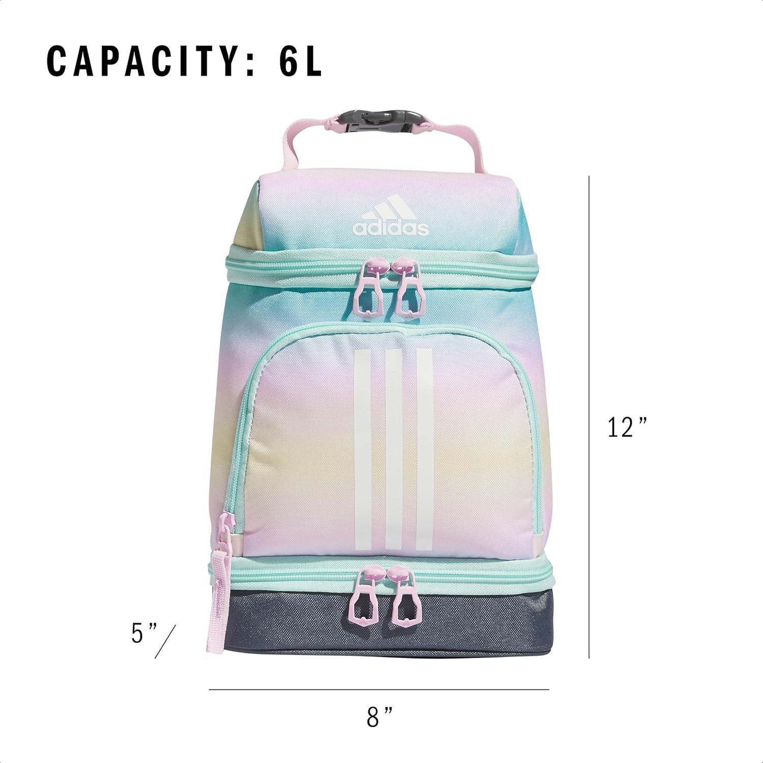 imageadidas Excel Insulated Lunch Bag Cooler with Zipper Pocket for Ice Pack and Clip Temperature Control InsulationGradient Flash AquaOrchid Fusion Purple