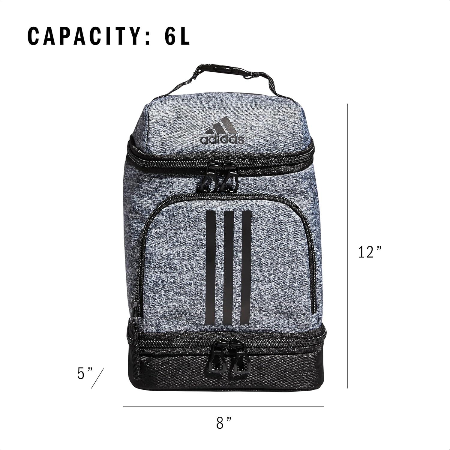 imageadidas Excel Insulated Lunch Bag Cooler with Zipper Pocket for Ice Pack and Clip Temperature Control InsulationJersey Onix GreyBlack
