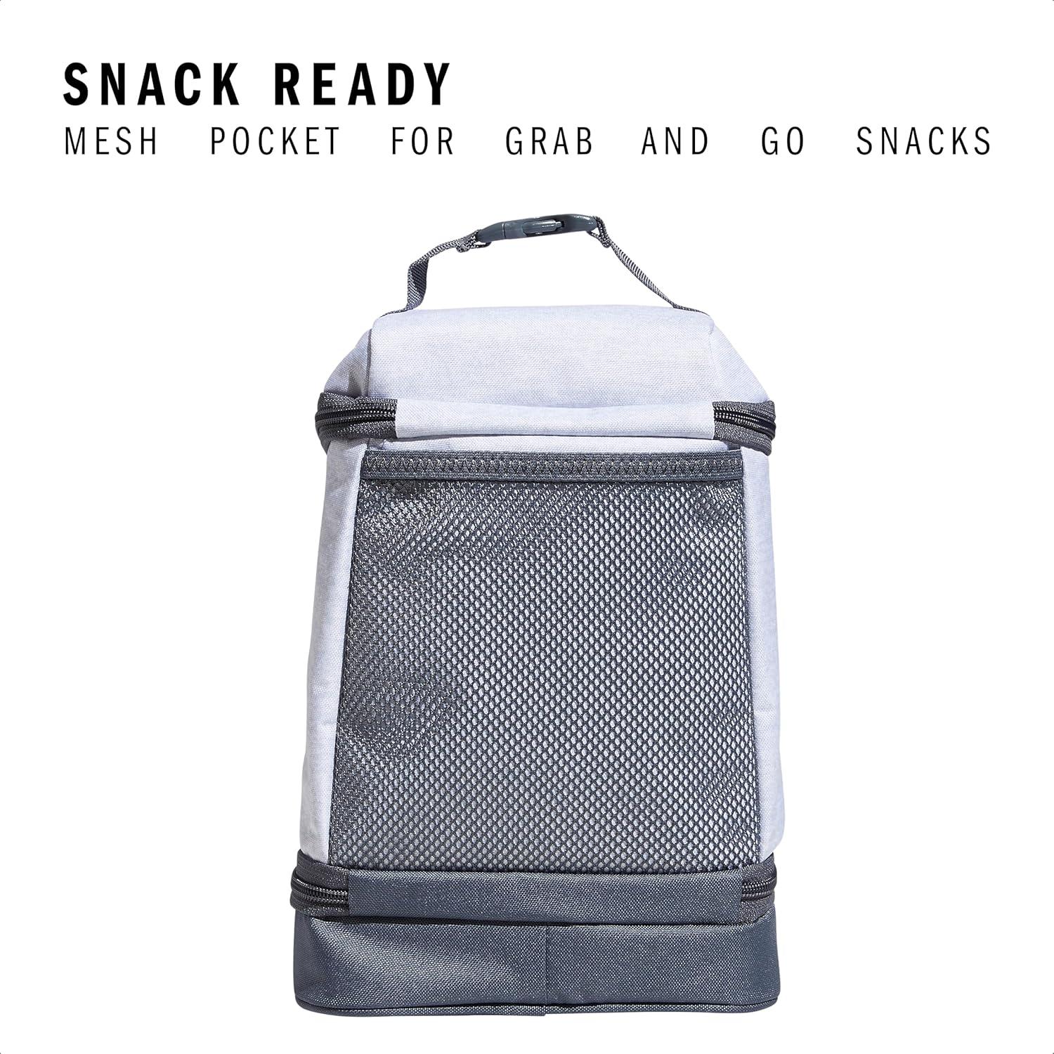 imageadidas Excel Insulated Lunch Bag Cooler with Zipper Pocket for Ice Pack and Clip Temperature Control InsulationJersey WhiteShadow ChromeOnix Grey