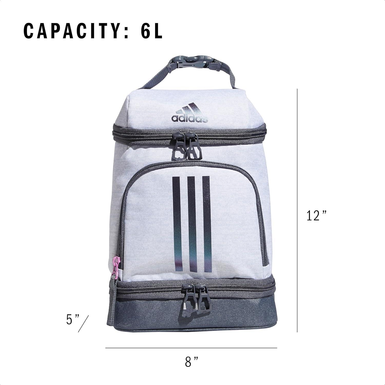 imageadidas Excel Insulated Lunch Bag Cooler with Zipper Pocket for Ice Pack and Clip Temperature Control InsulationJersey WhiteShadow ChromeOnix Grey