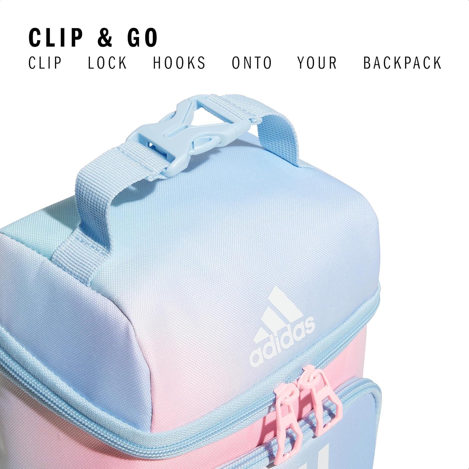 imageadidas Excel Insulated Lunch Bag Cooler with Zipper Pocket for Ice Pack and Clip Temperature Control InsulationLunch Dazed Gradient Clear SkyClear Sky BluePink Spark