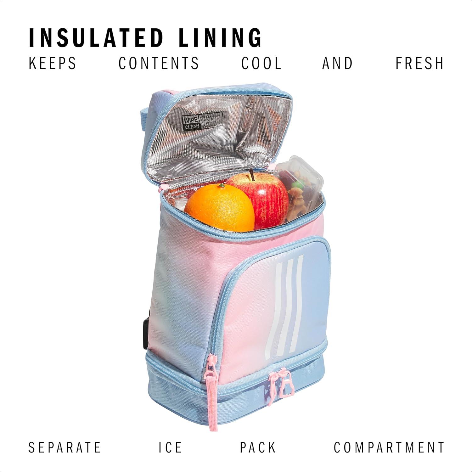 imageadidas Excel Insulated Lunch Bag Cooler with Zipper Pocket for Ice Pack and Clip Temperature Control InsulationLunch Dazed Gradient Clear SkyClear Sky BluePink Spark