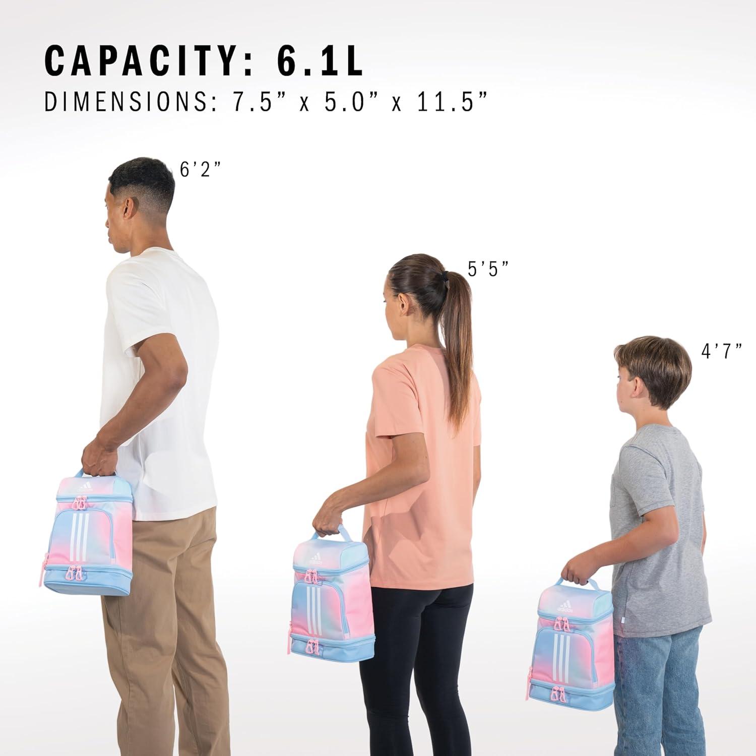 imageadidas Excel Insulated Lunch Bag Cooler with Zipper Pocket for Ice Pack and Clip Temperature Control InsulationLunch Dazed Gradient Clear SkyClear Sky BluePink Spark