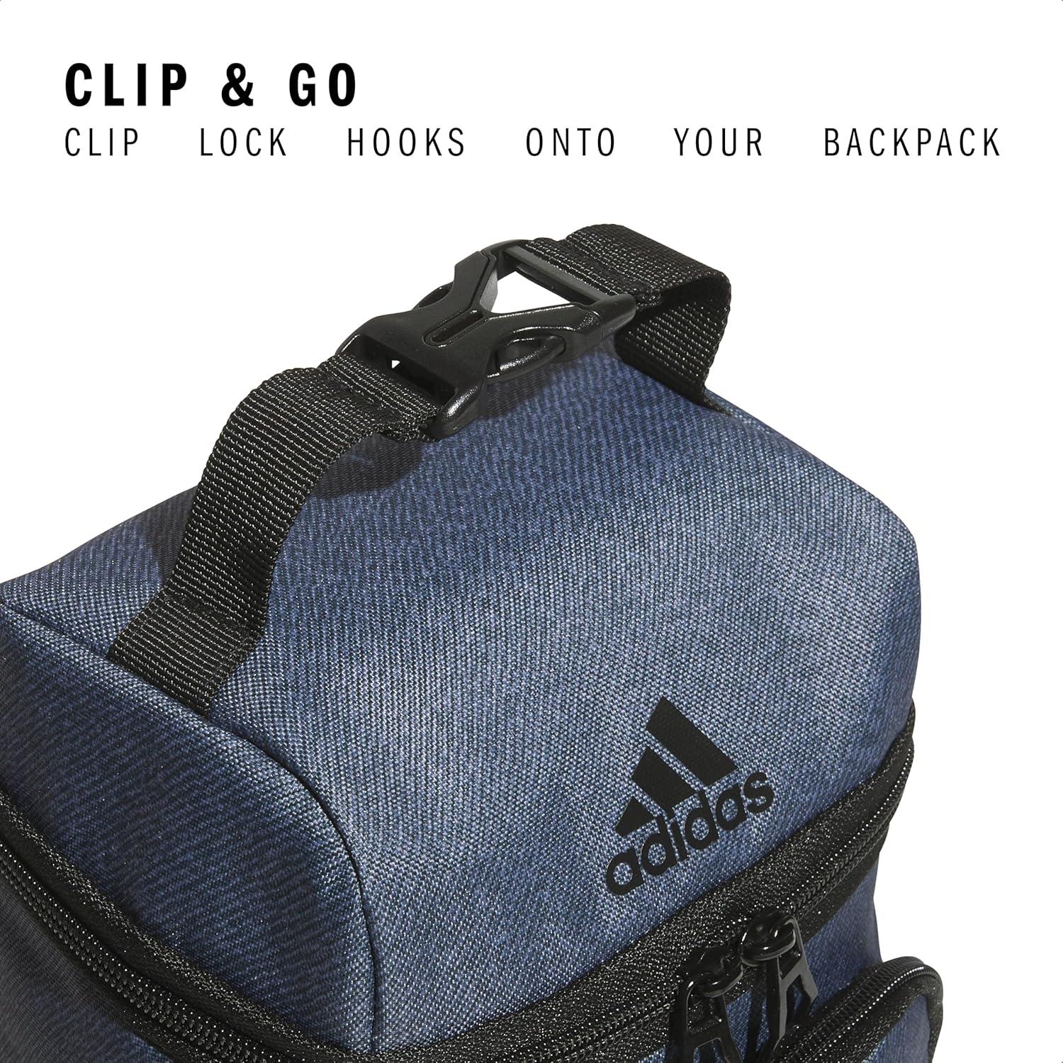 imageadidas Excel Insulated Lunch Bag Cooler with Zipper Pocket for Ice Pack and Clip Temperature Control InsulationTwill Onix GreyBlack