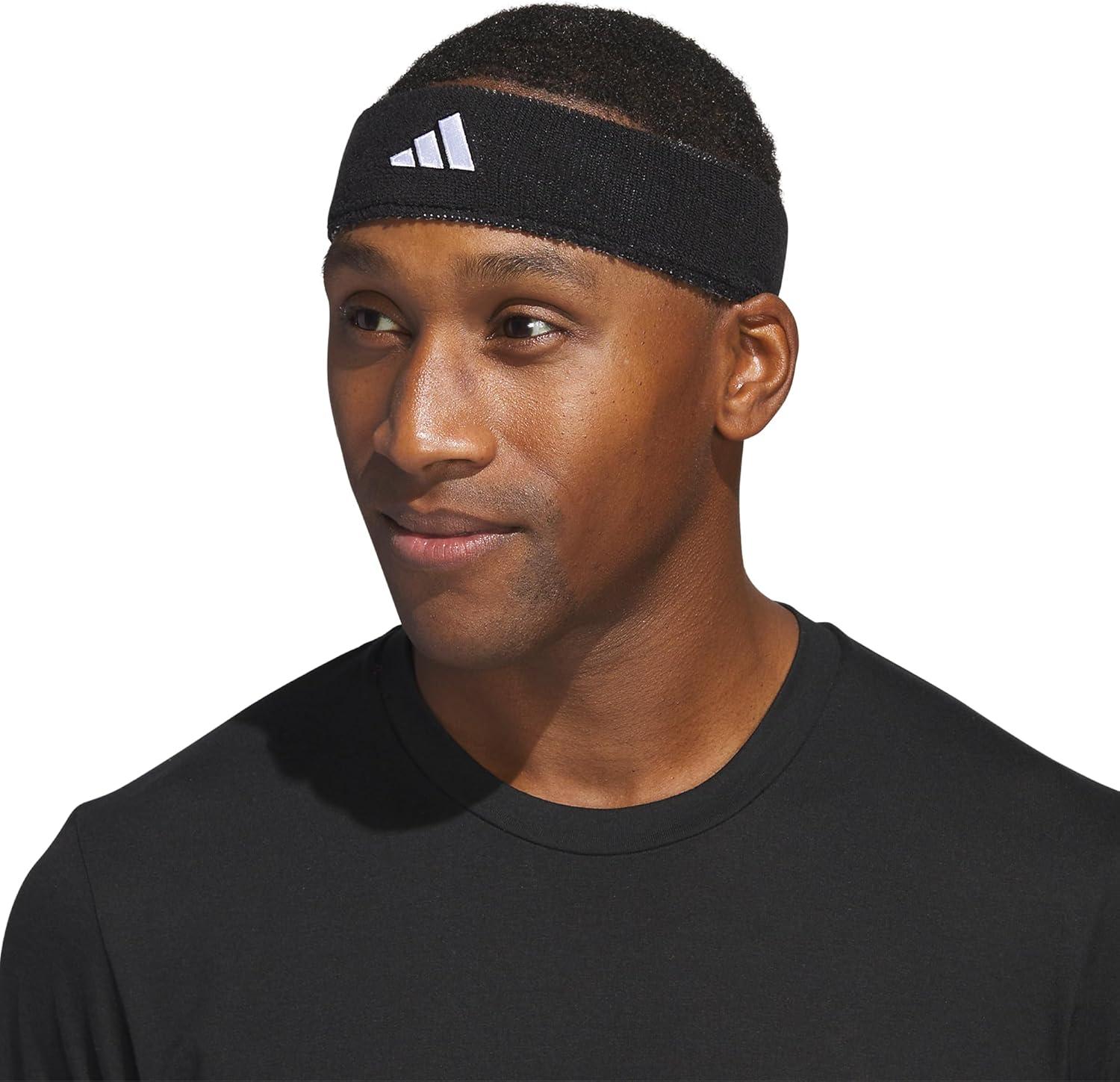 imageadidas Interval Reversible Elastic Sweat Headband for Men and Women BlackWhiteAluminum 2 One Size