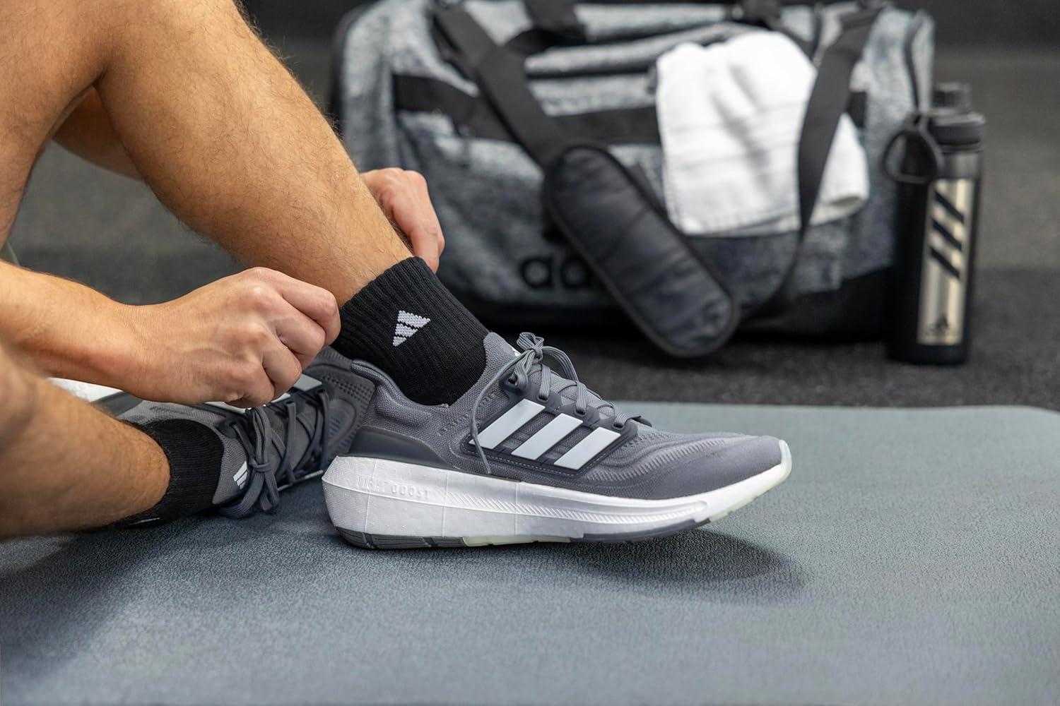 imageadidas Mens All Day Training Quarter Socks sports performance above the ankle height with cushioning for running 3PairTrue PinkBlackWhite