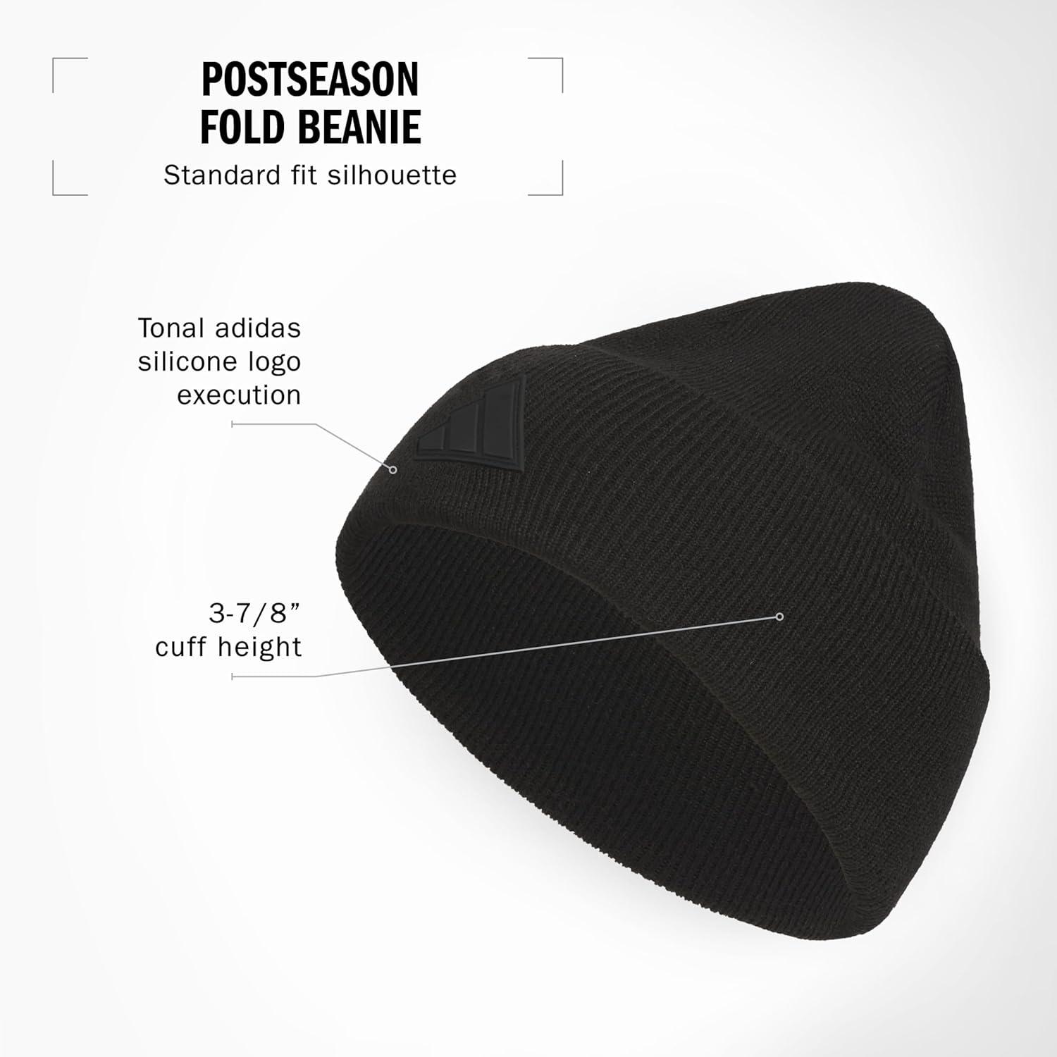 imageadidas Mens Beanie Postseason Tall Fit Slouchy Cuffed Knit Winter HatBlackBlackCarbon Grey