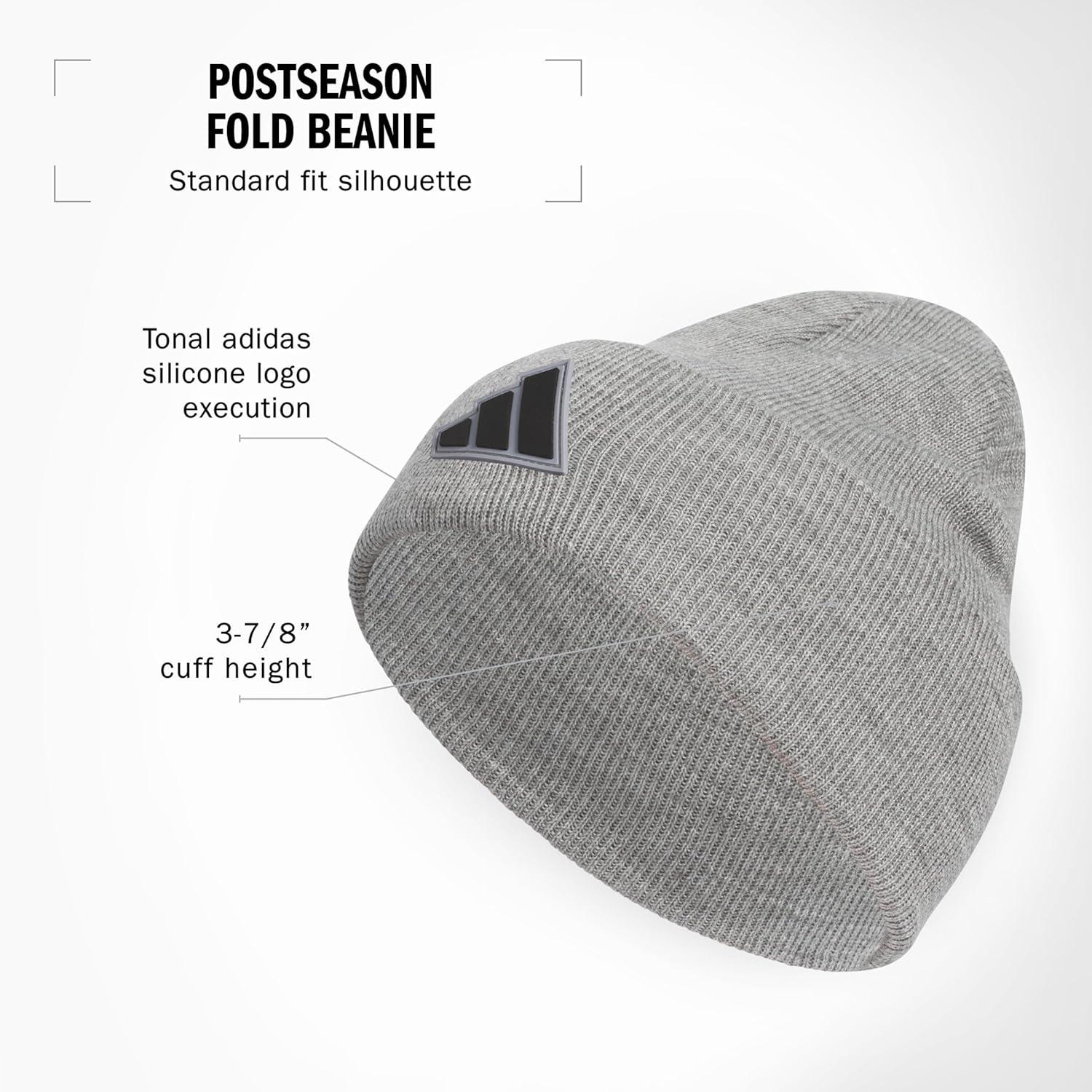 imageadidas Mens Beanie Postseason Tall Fit Slouchy Cuffed Knit Winter HatHeather GreyGreyBlack