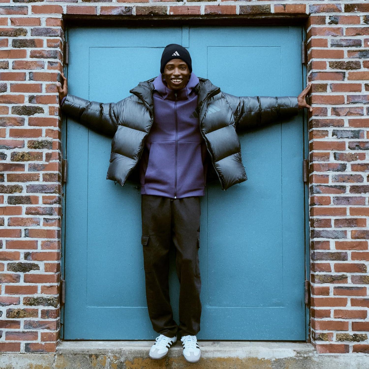 imageadidas Mens Beanie Postseason Tall Fit Slouchy Cuffed Knit Winter HatMagic BeigeBlack