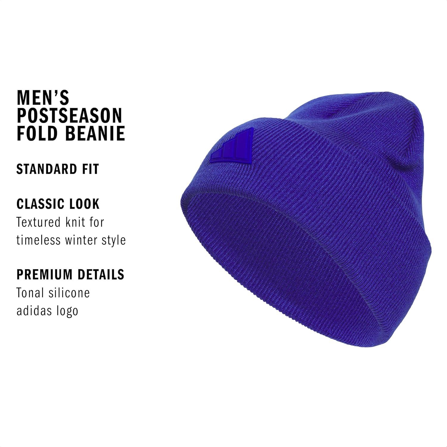 imageadidas Mens Beanie Postseason Tall Fit Slouchy Cuffed Knit Winter HatSemi Lucid BlueBlack