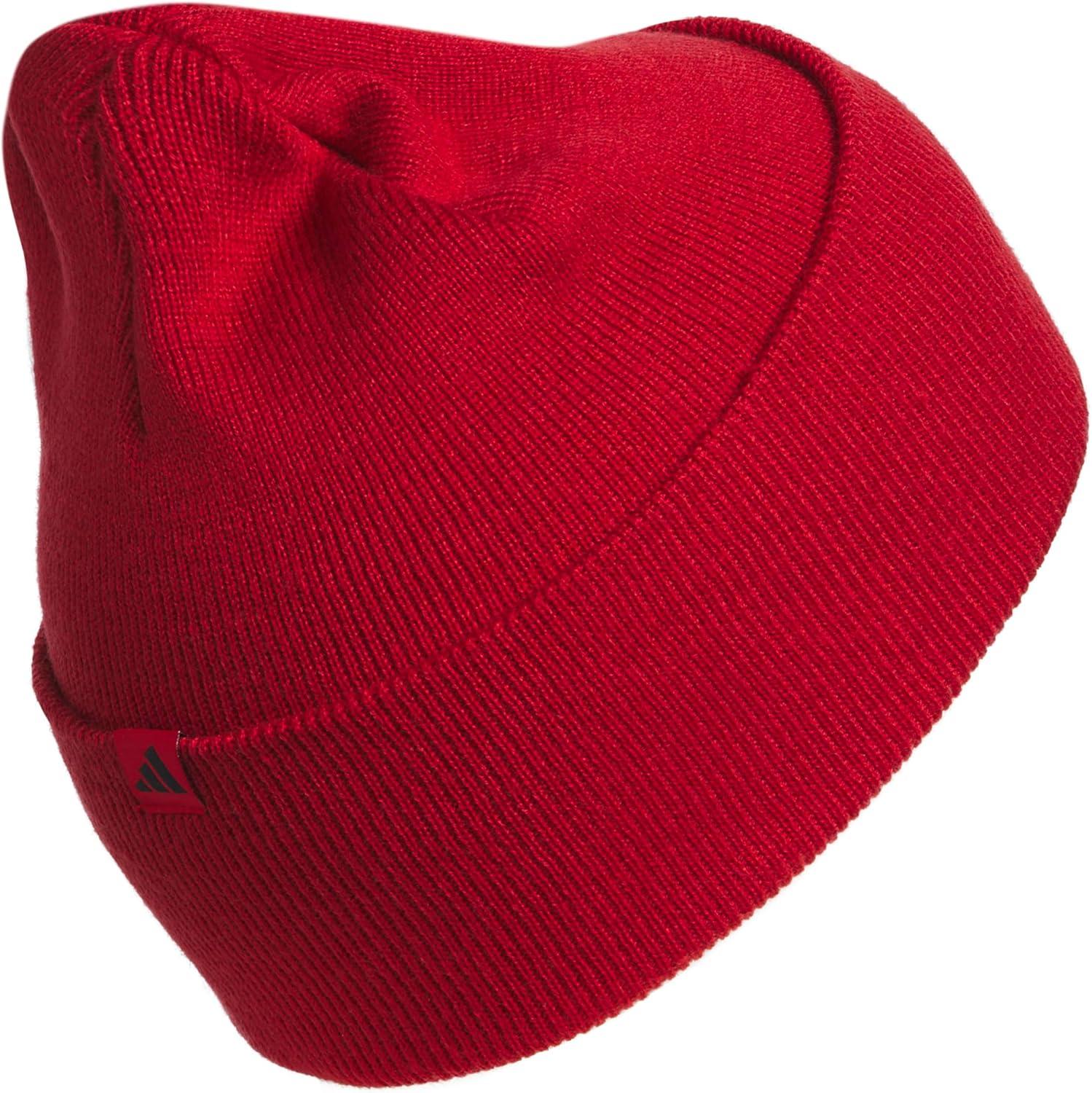 imageadidas Mens Beanie Postseason Tall Fit Slouchy Cuffed Knit Winter HatTeam Power RedBlack